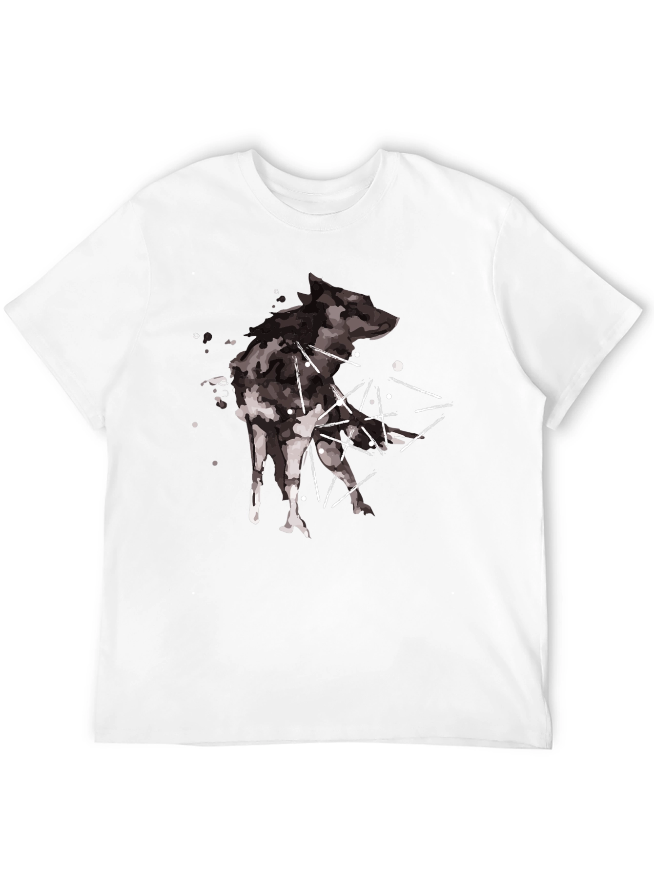 Abstract Wolf Graphic Black T-Shirt