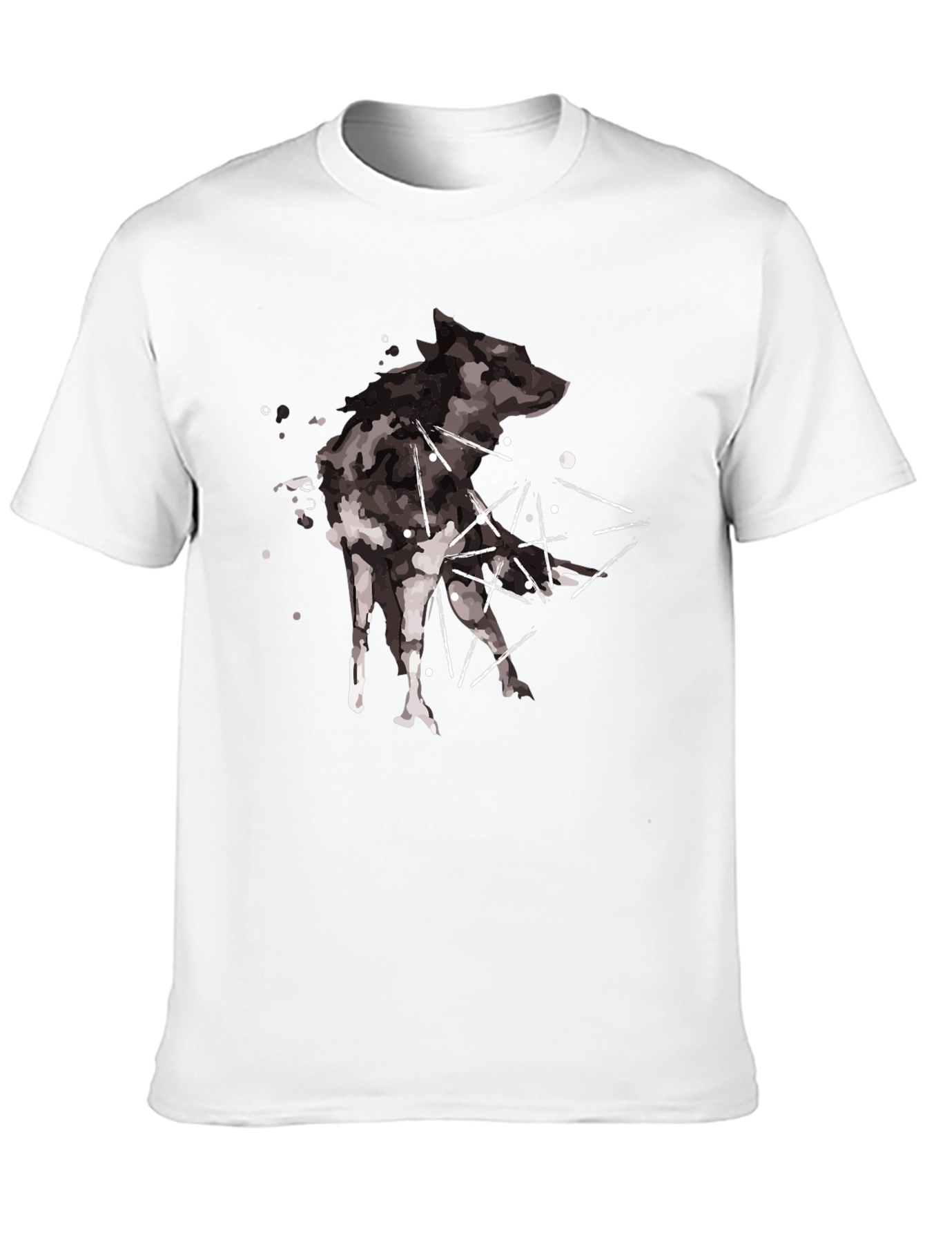 Abstract Wolf Graphic Black T-Shirt