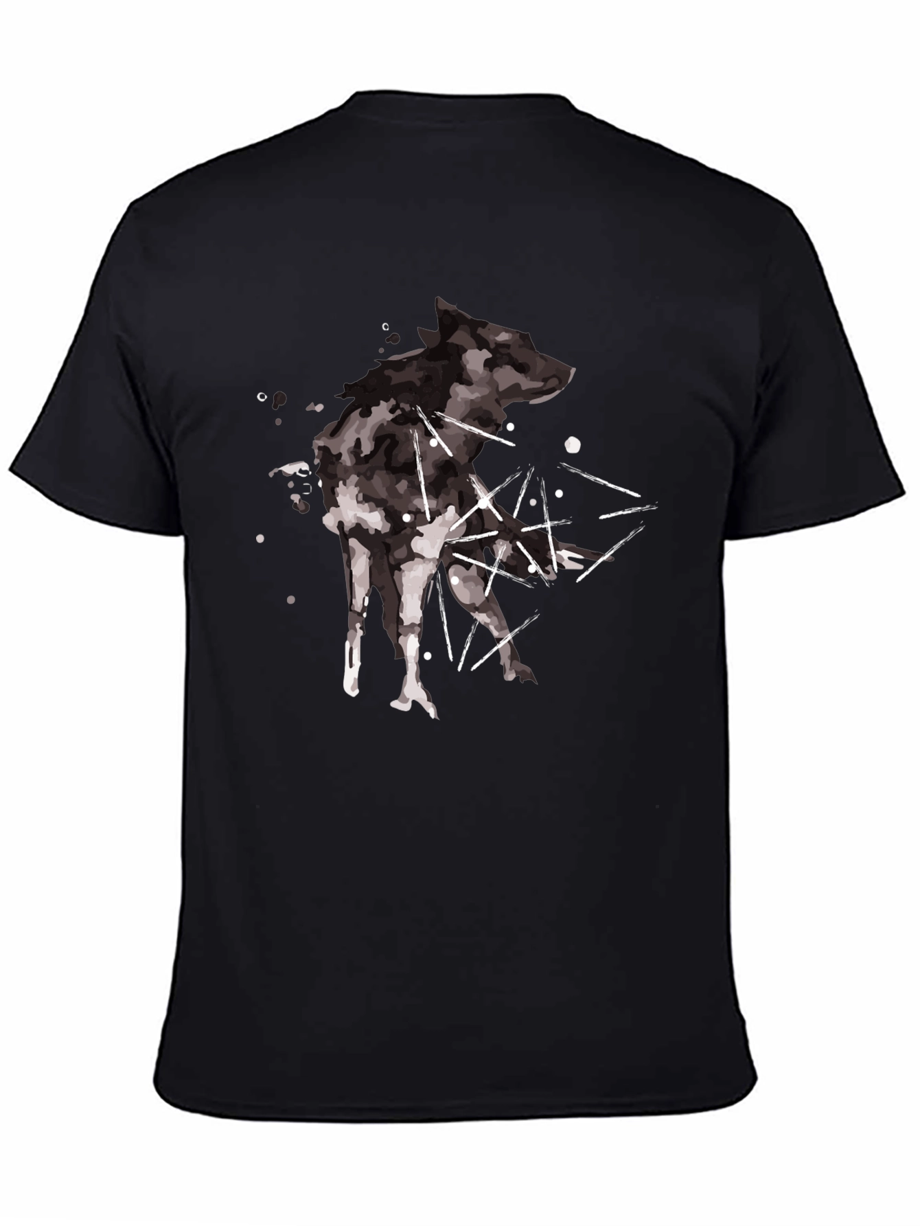 Abstract Wolf Graphic Black T-Shirt