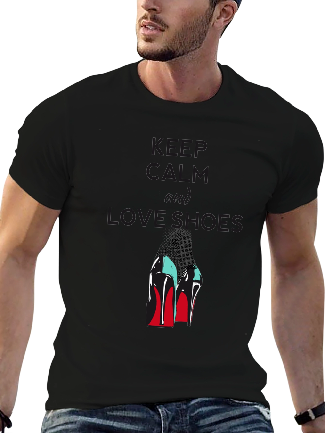 Keep Calm and Love Shoes Black T-Shirt