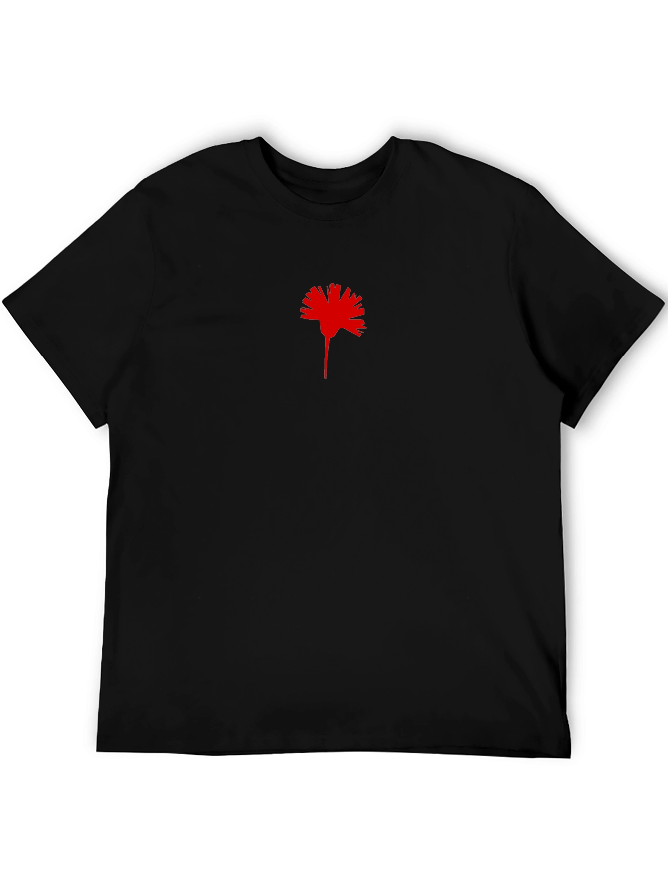 Black T-Shirt with Red Carnation Print