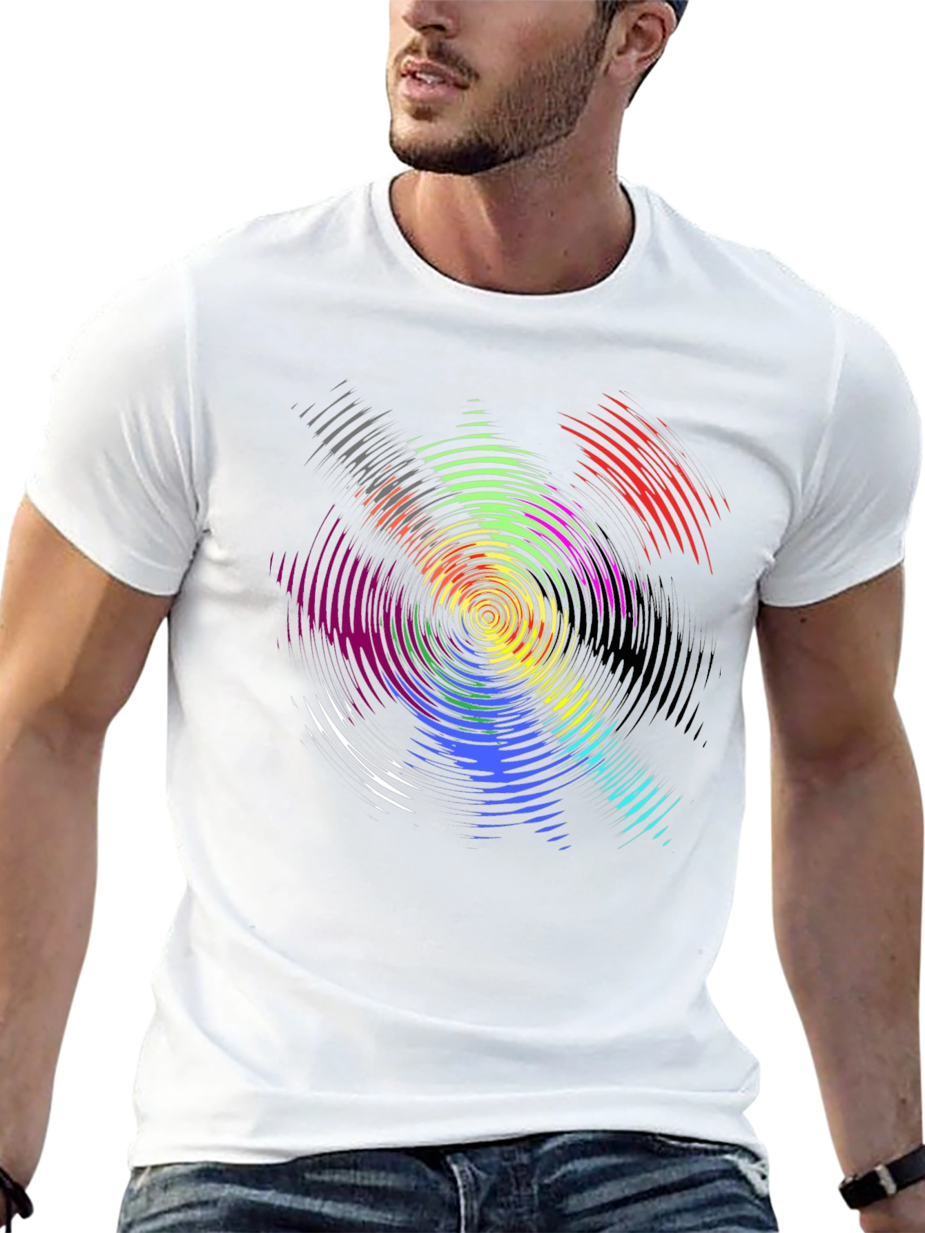 Psychedelic Swirl Graphic T-Shirt - Black