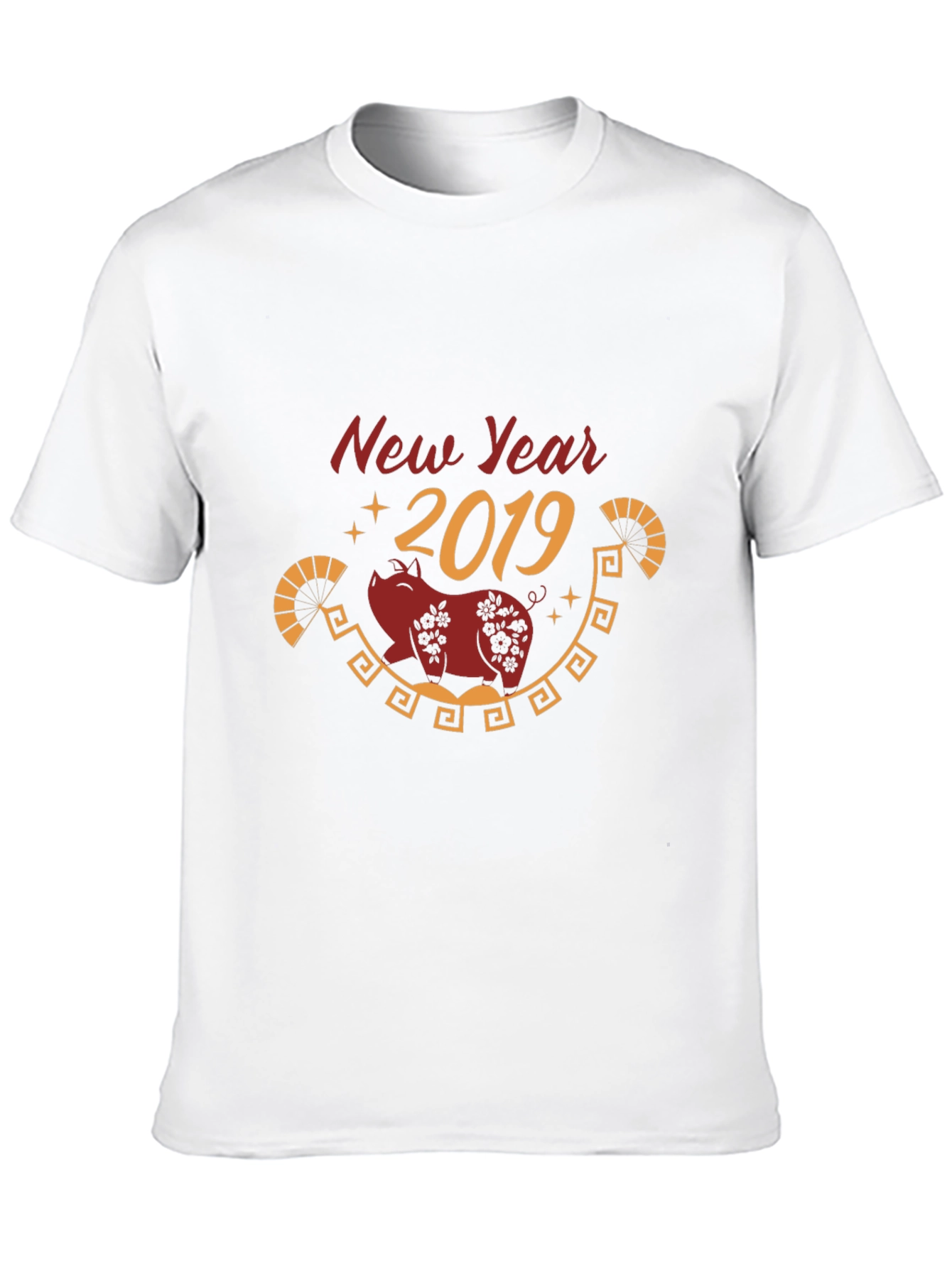 New Year 2019 Pig Graphic Black T-Shirt
