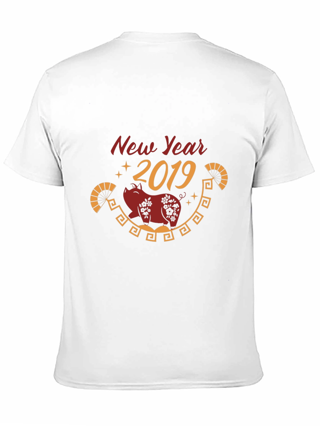 New Year 2019 Pig Graphic Black T-Shirt