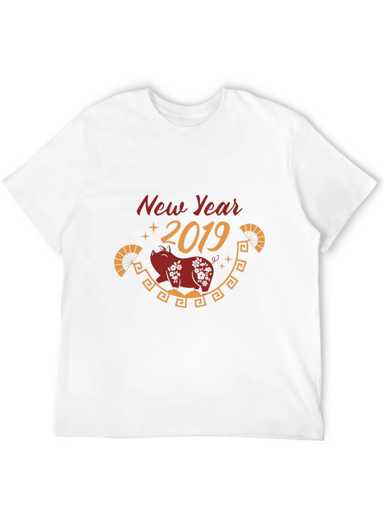 New Year 2019 Pig Graphic Black T-Shirt