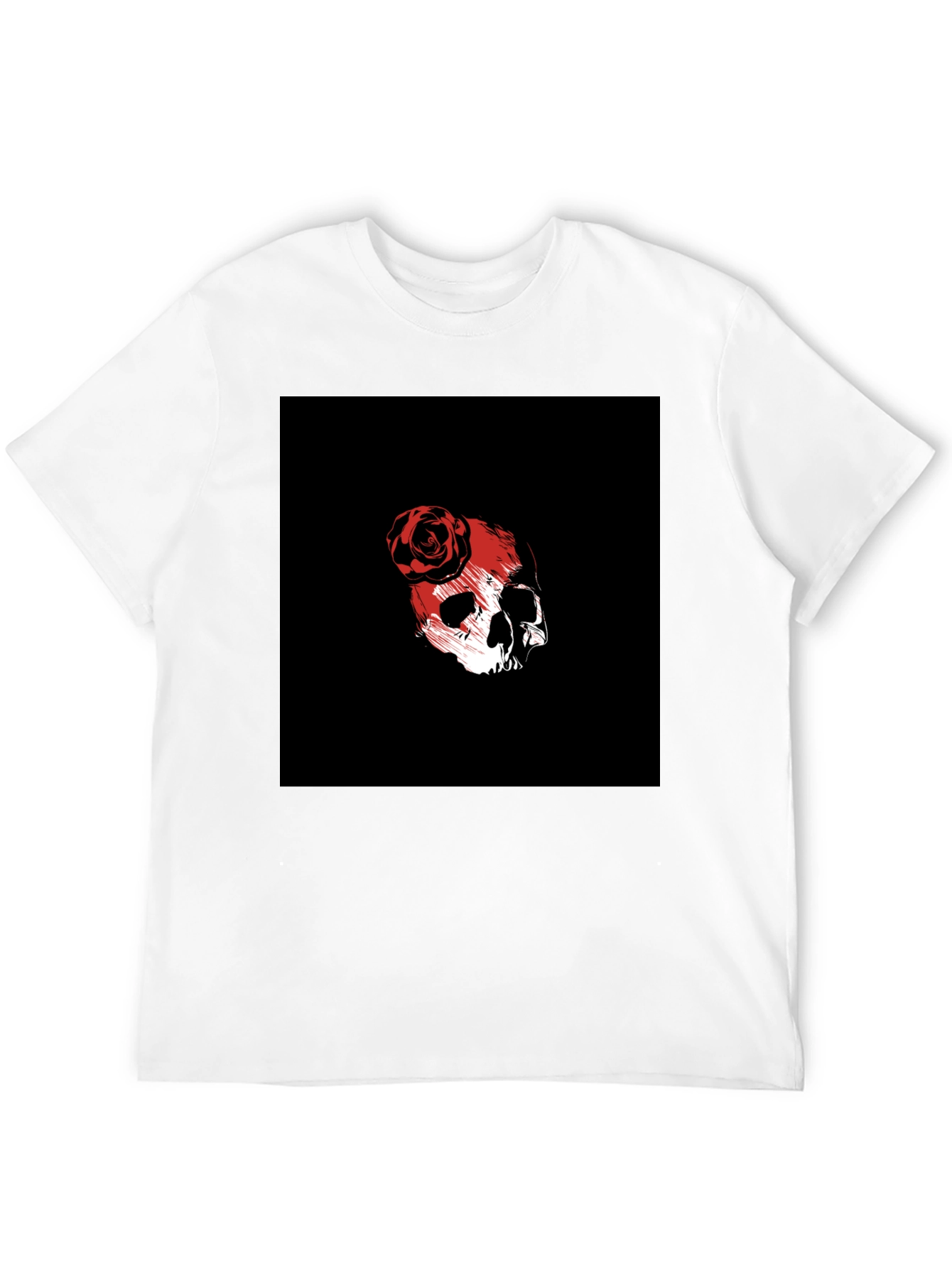 Skull & Rose Graphic Tee - Black Cotton Blend