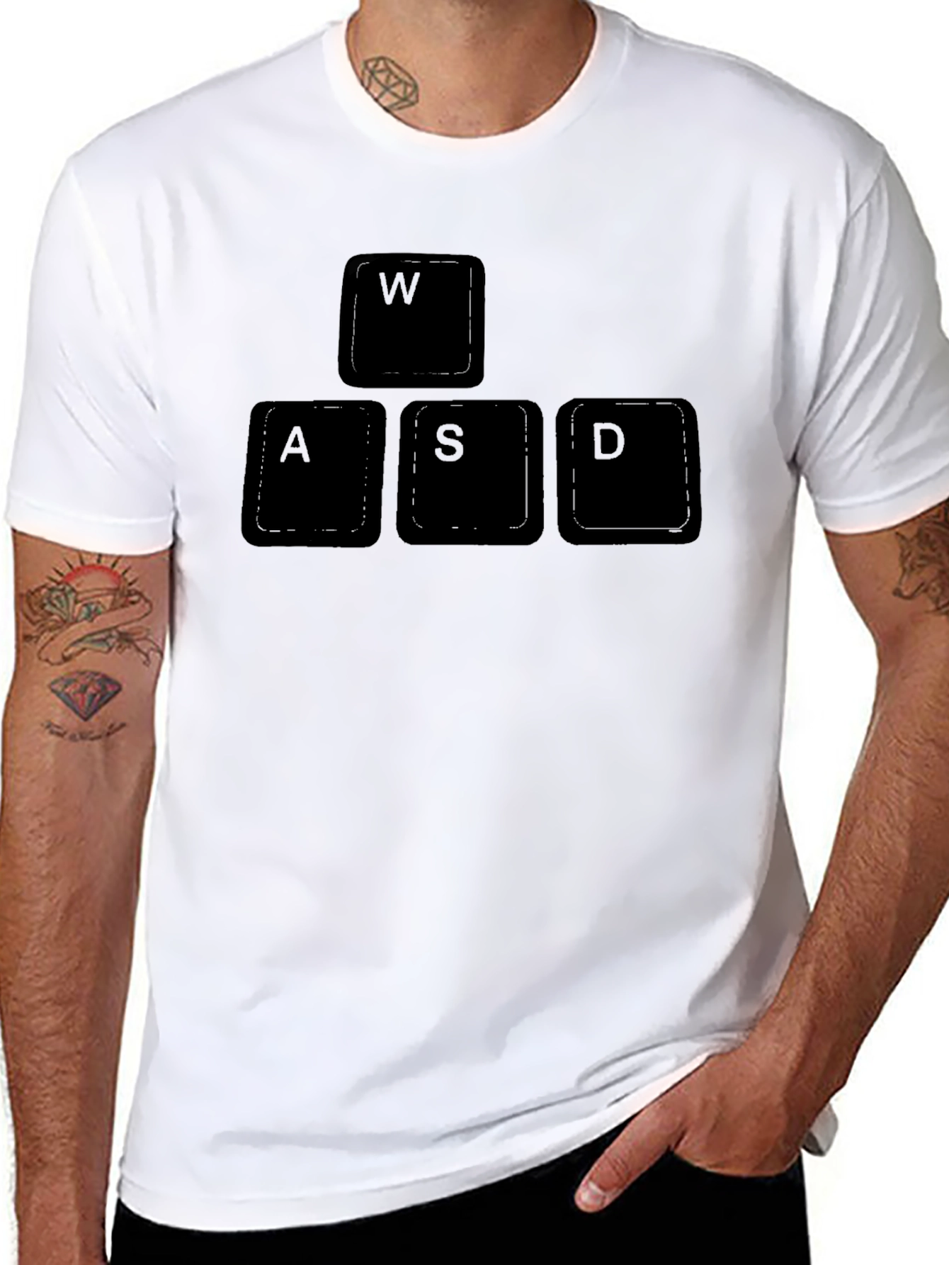 Gamer Keyboard WASD T-Shirt - Black Cotton Tee