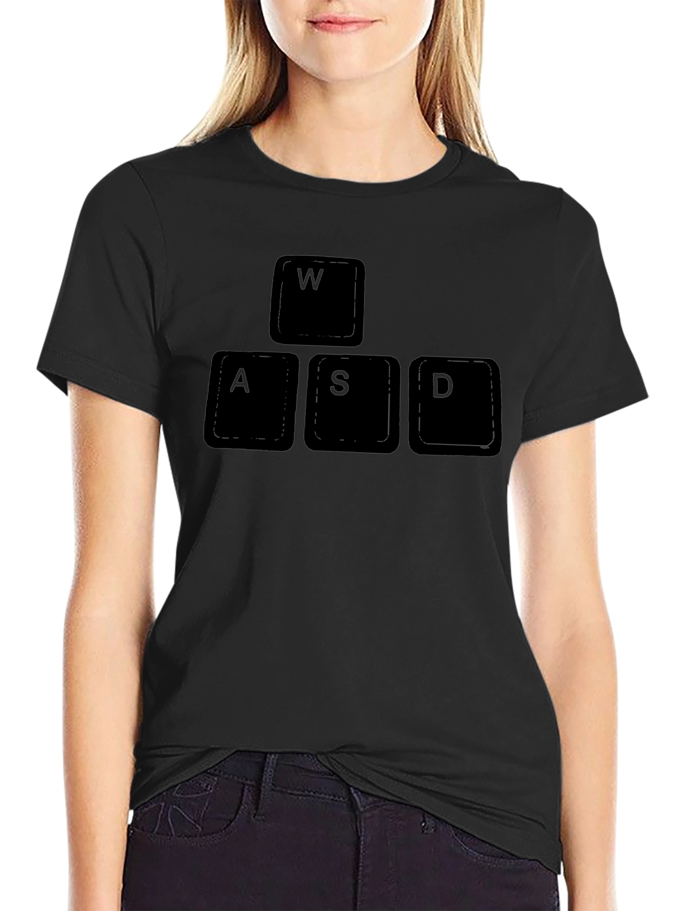 Gamer Keyboard WASD T-Shirt - Black Cotton Tee