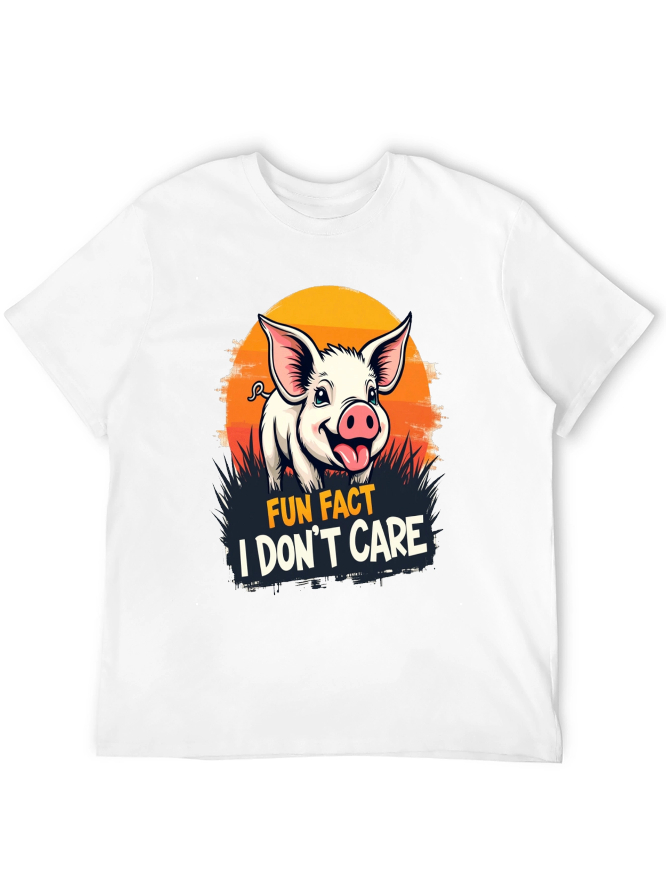 Fun Fact Pig T-Shirt: I Dont Care Novelty Tee