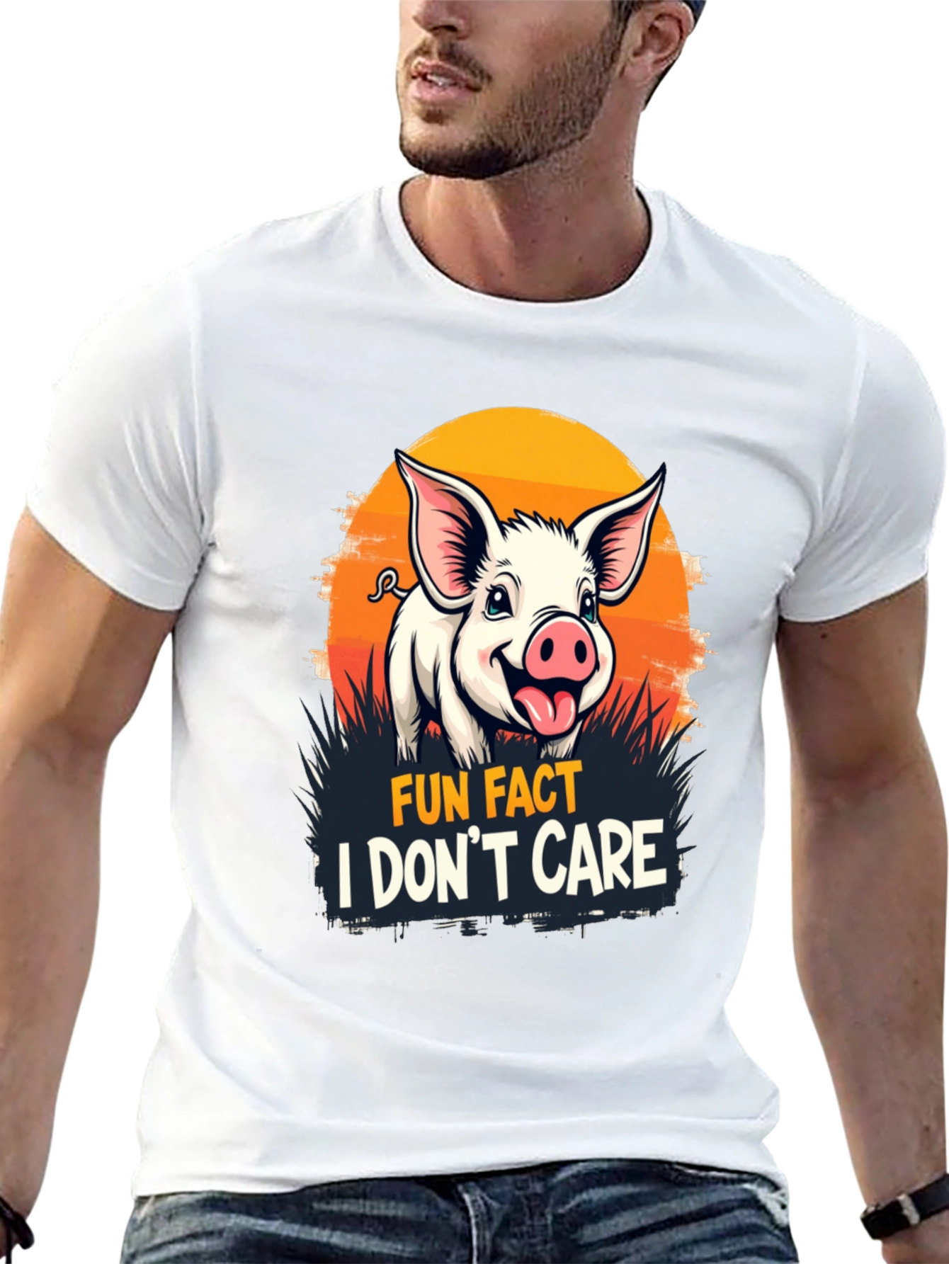 Fun Fact Pig T-Shirt: I Dont Care Novelty Tee