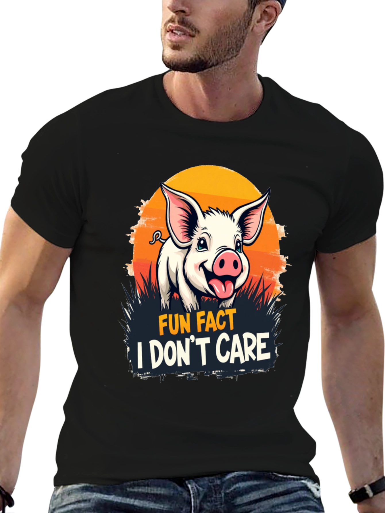 Fun Fact Pig T-Shirt: I Dont Care Novelty Tee