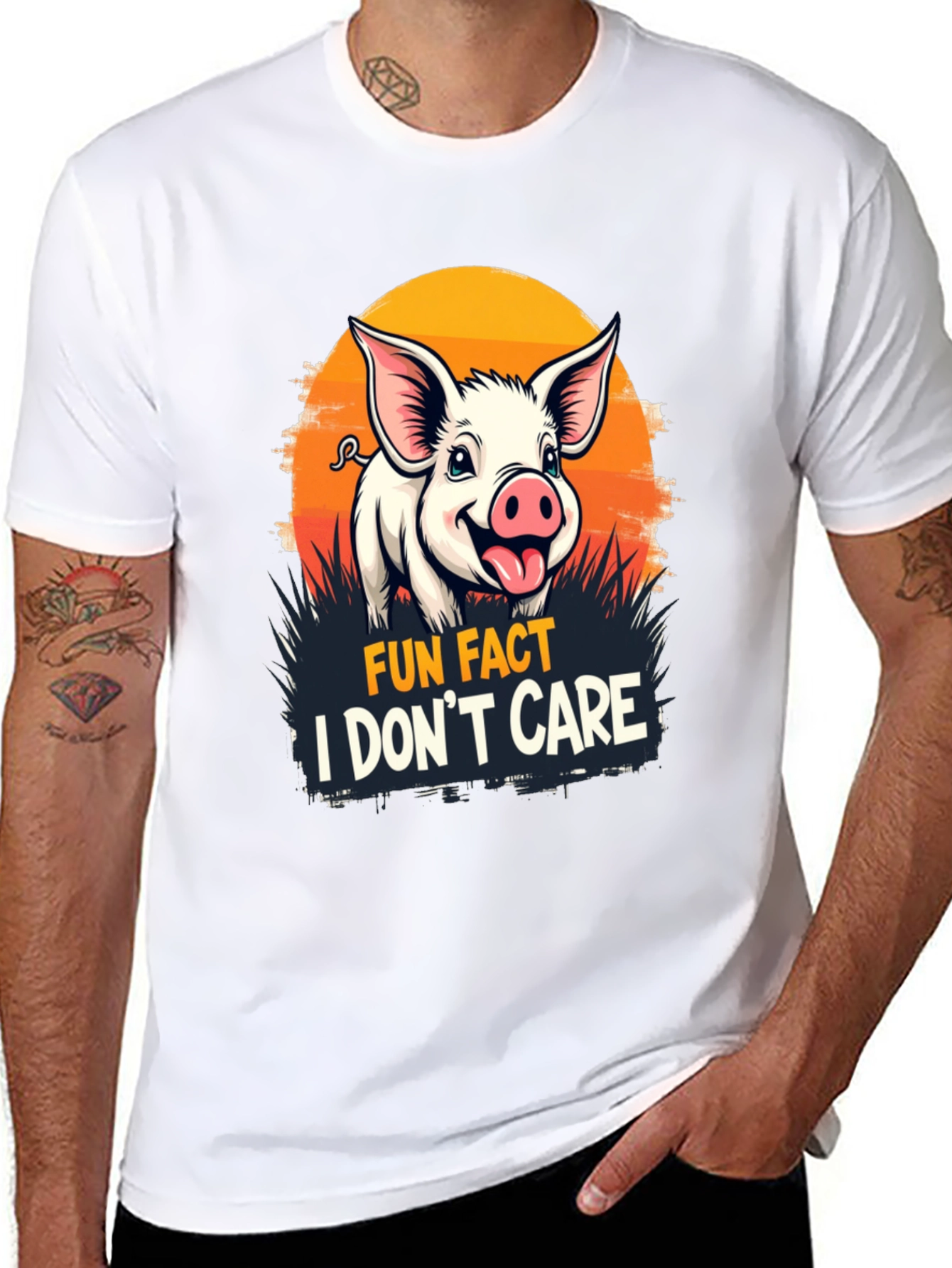 Fun Fact Pig T-Shirt: I Dont Care Novelty Tee