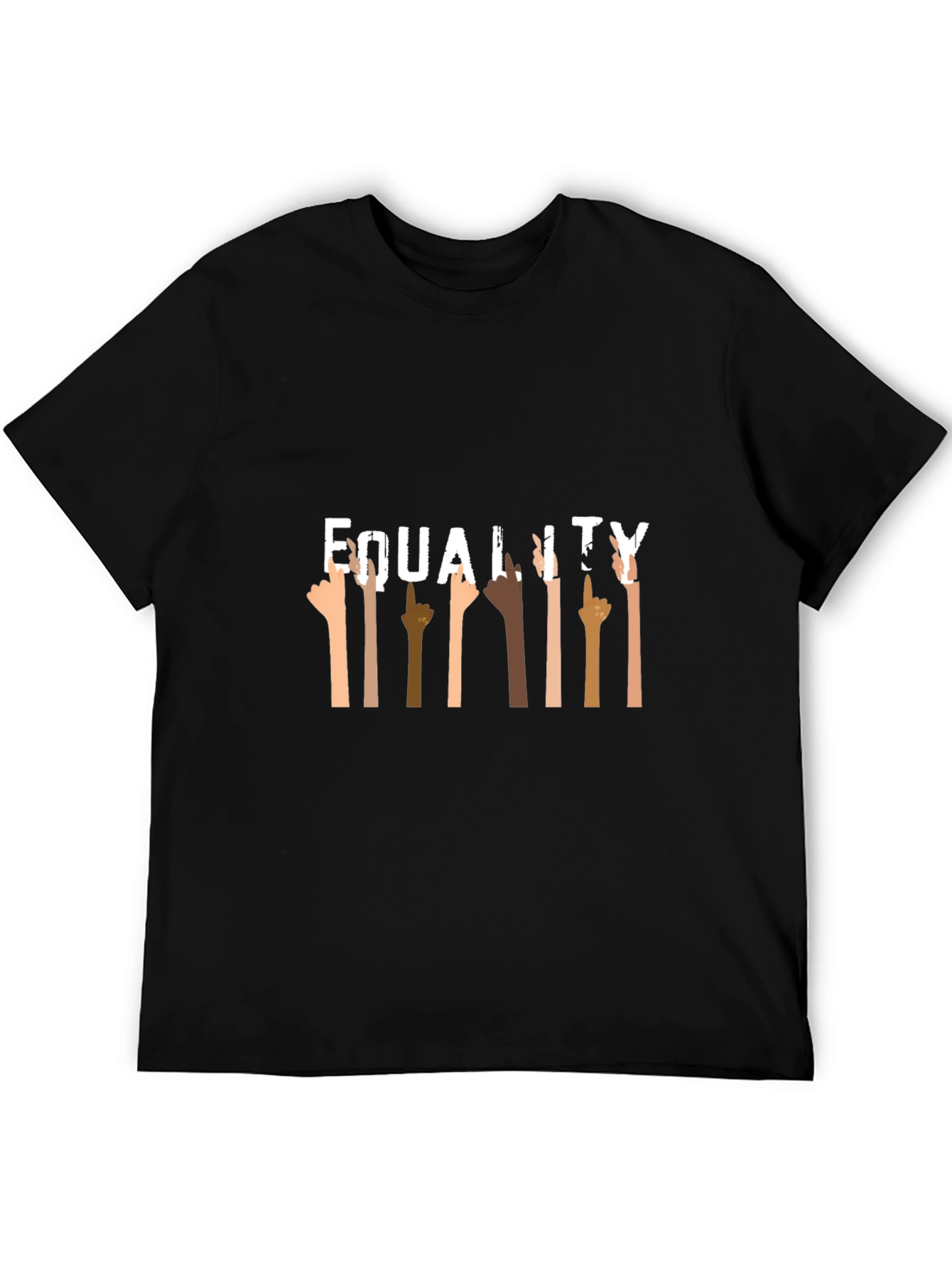 Equality Black Graphic Tee Diverse Hands Up T-Shirt