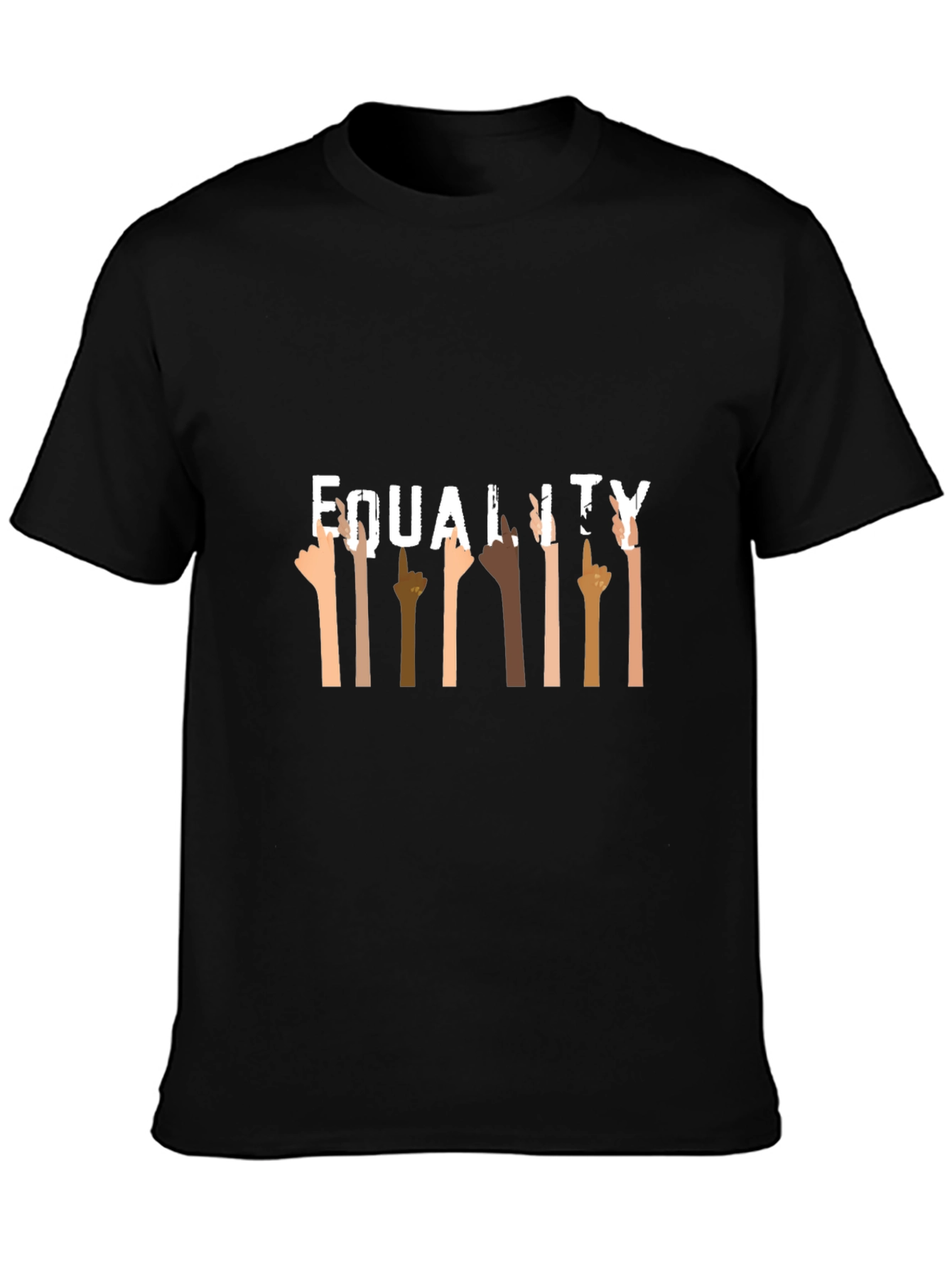 Equality Black Graphic Tee Diverse Hands Up T-Shirt