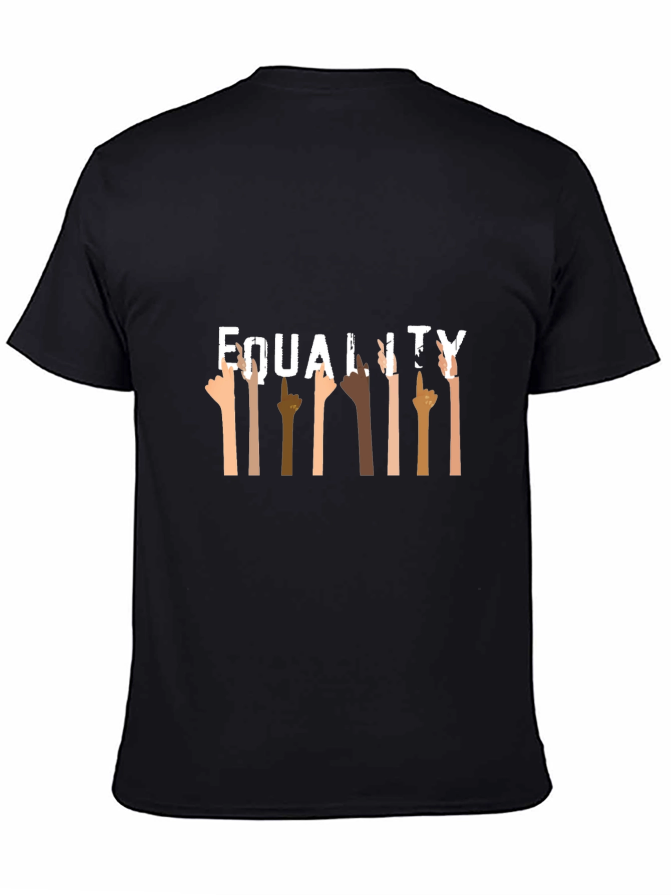 Equality Black Graphic Tee Diverse Hands Up T-Shirt