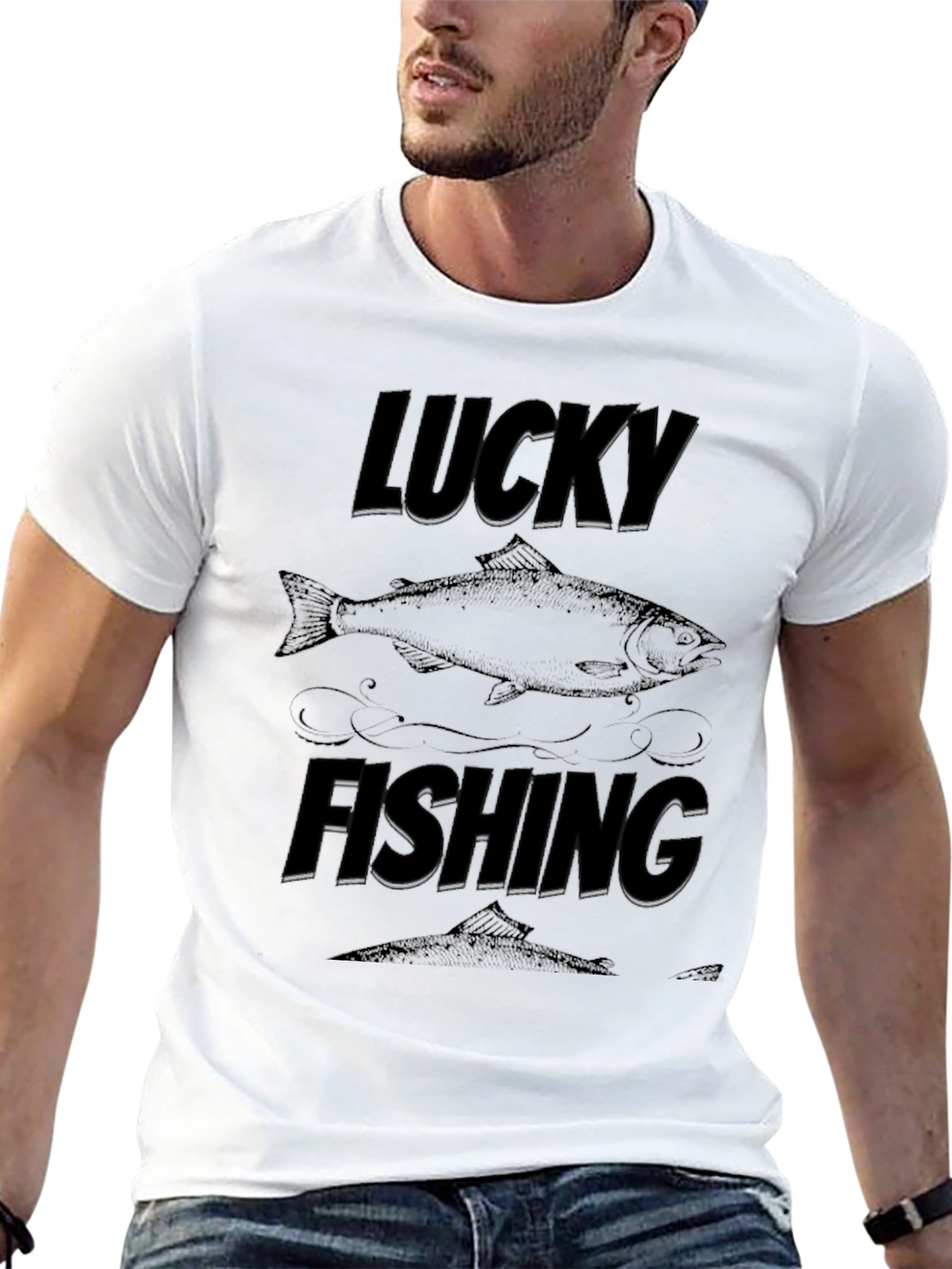 Lucky Fishing Graphic T-Shirt