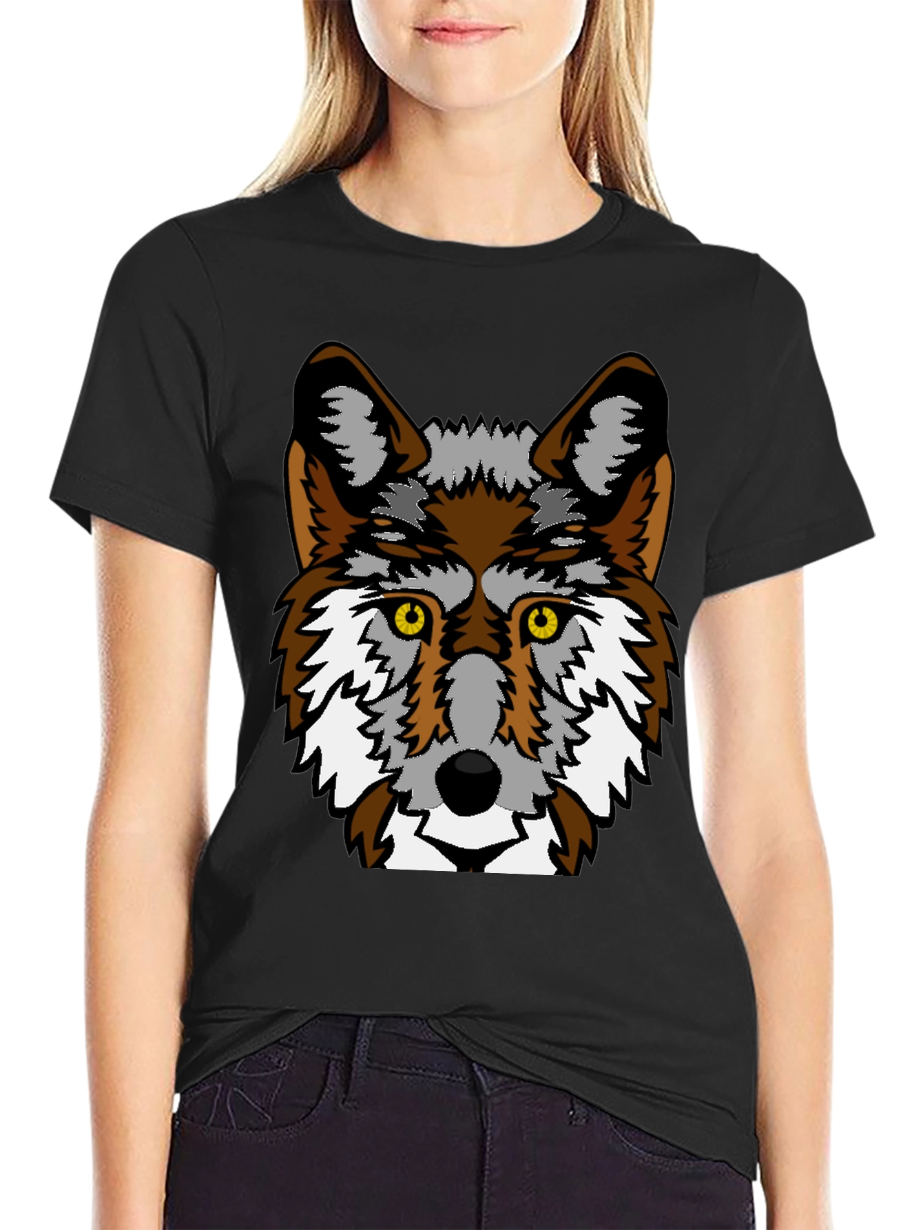 Cool Wolf Graphic Black T-Shirt