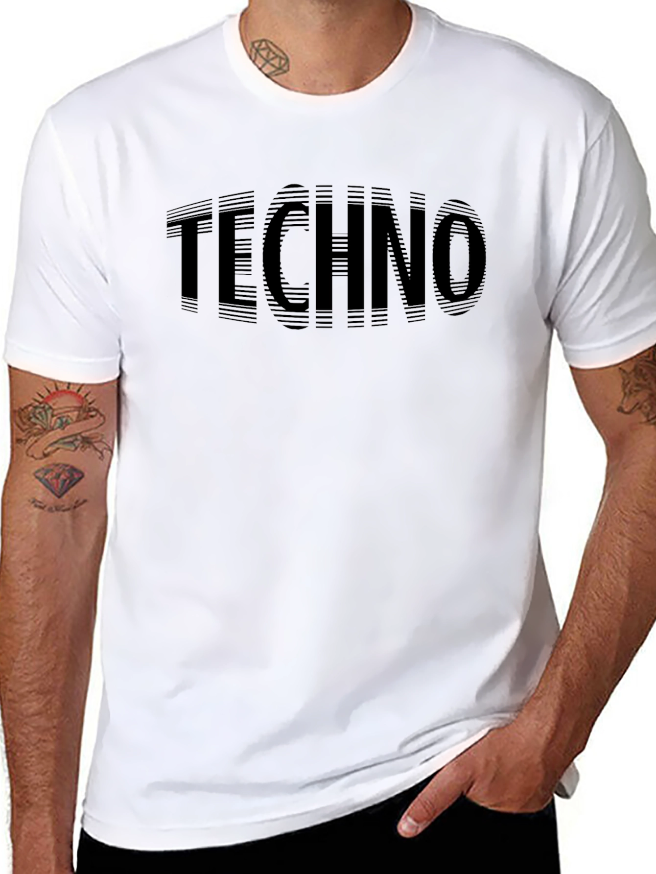 Techno Graphic Print Black T-Shirt