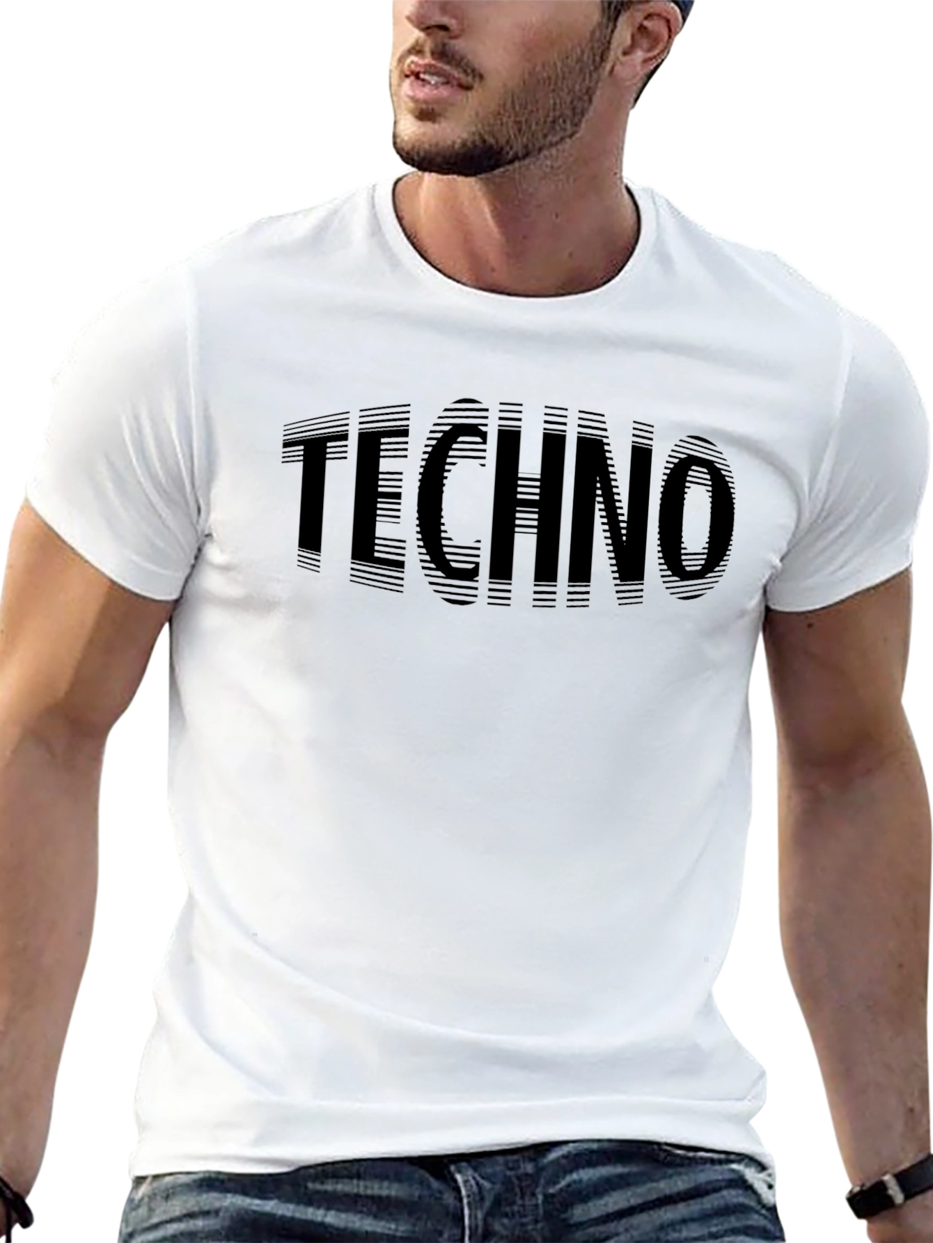 Techno Graphic Print Black T-Shirt