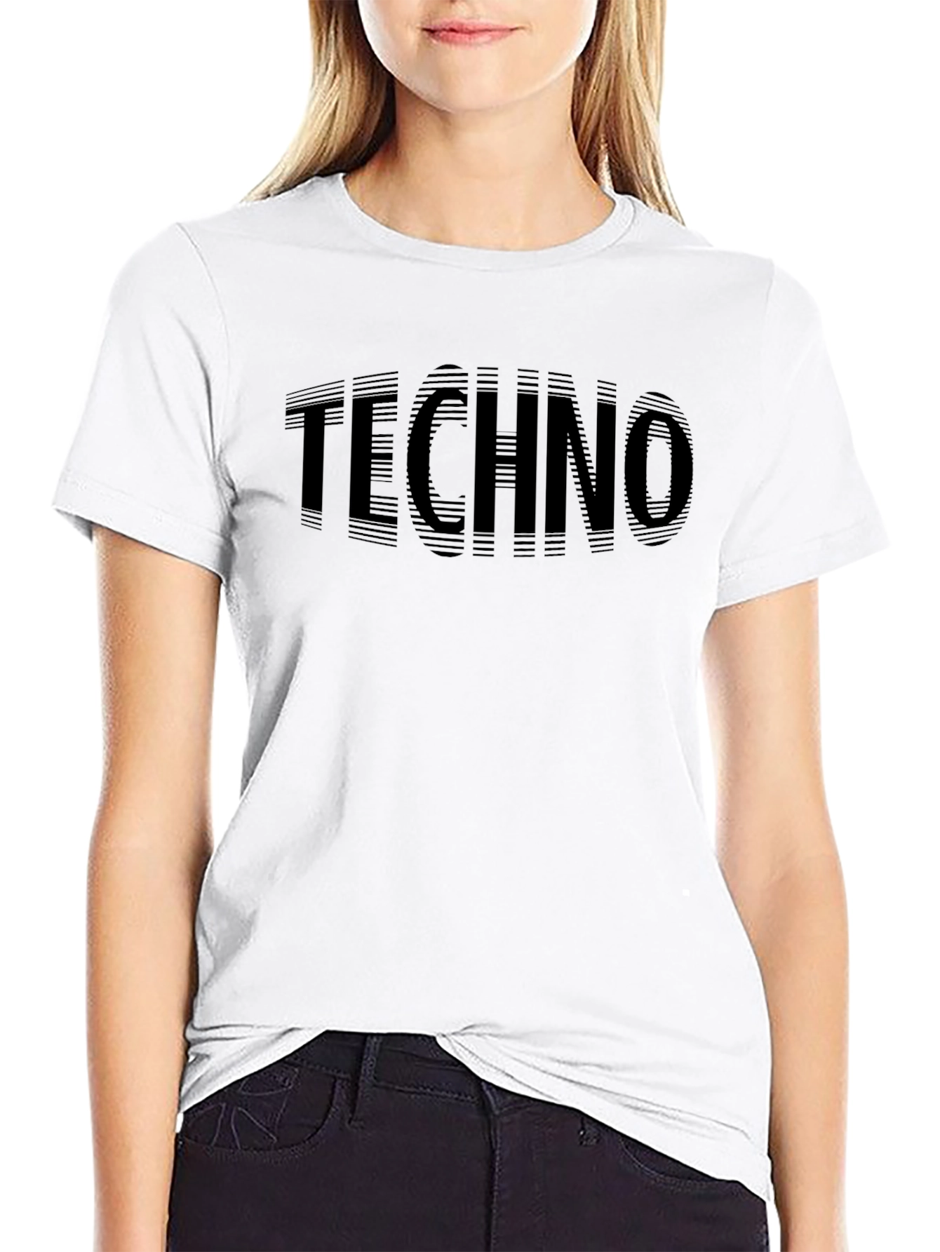 Techno Graphic Print Black T-Shirt