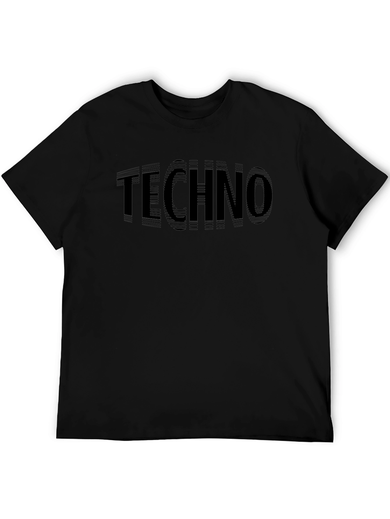 Techno Graphic Print Black T-Shirt