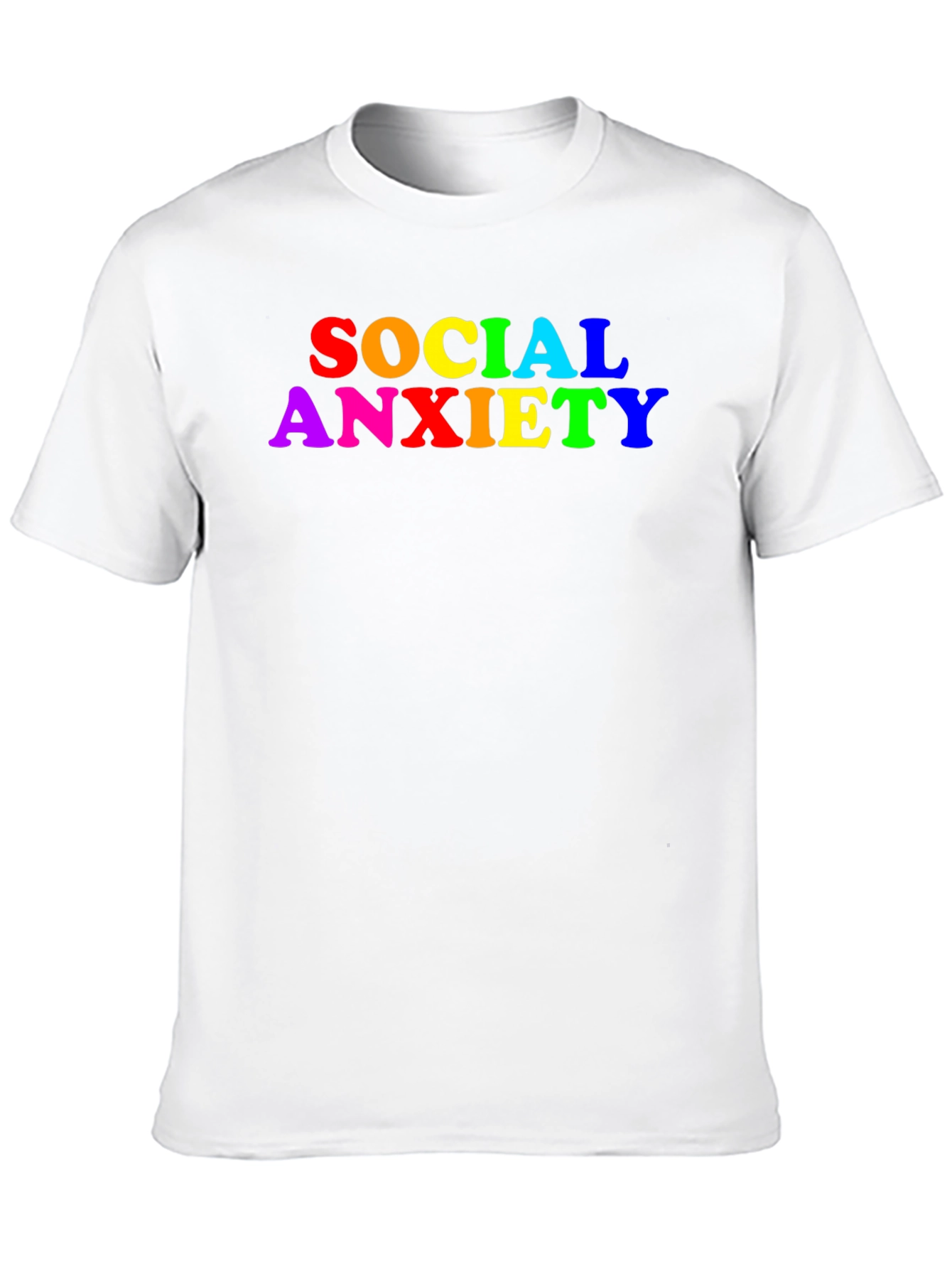 Social Anxiety Rainbow Text Black T-Shirt