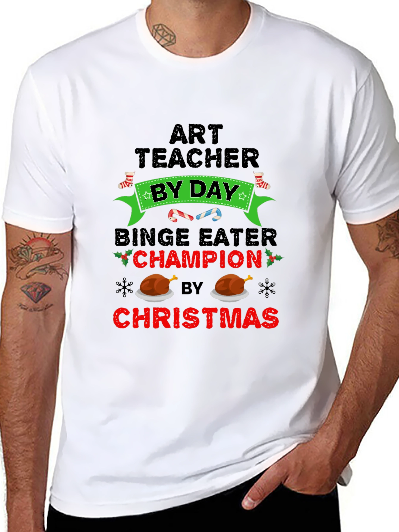 Art Teacher Binge Eater Christmas T-Shirt