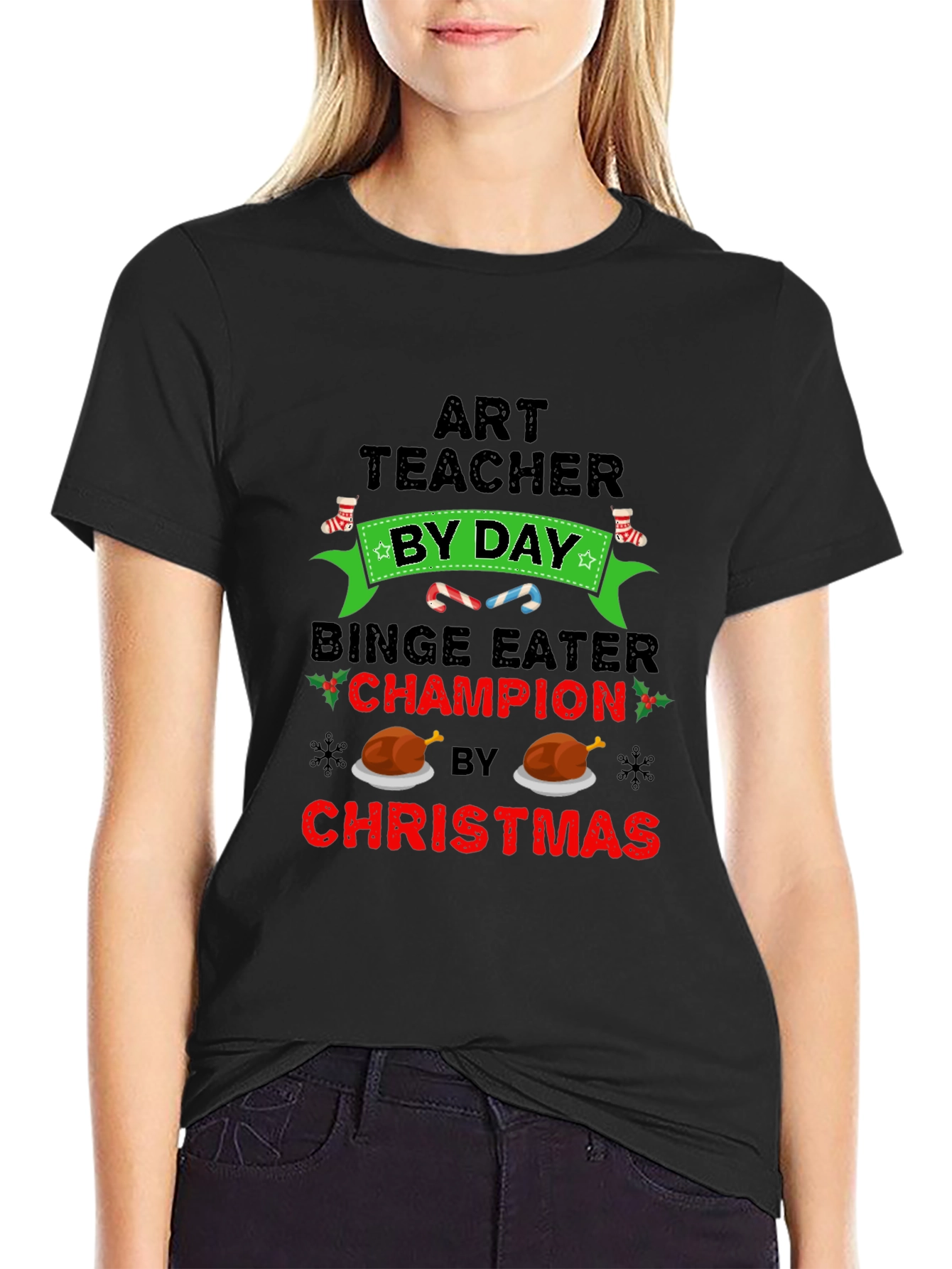 Art Teacher Binge Eater Christmas T-Shirt