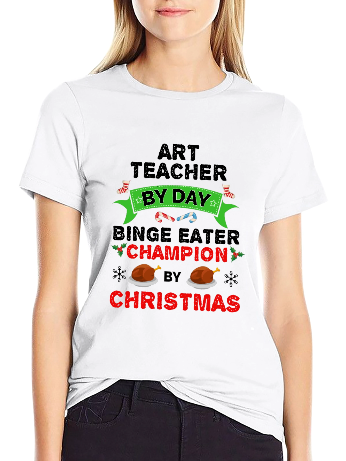 Art Teacher Binge Eater Christmas T-Shirt