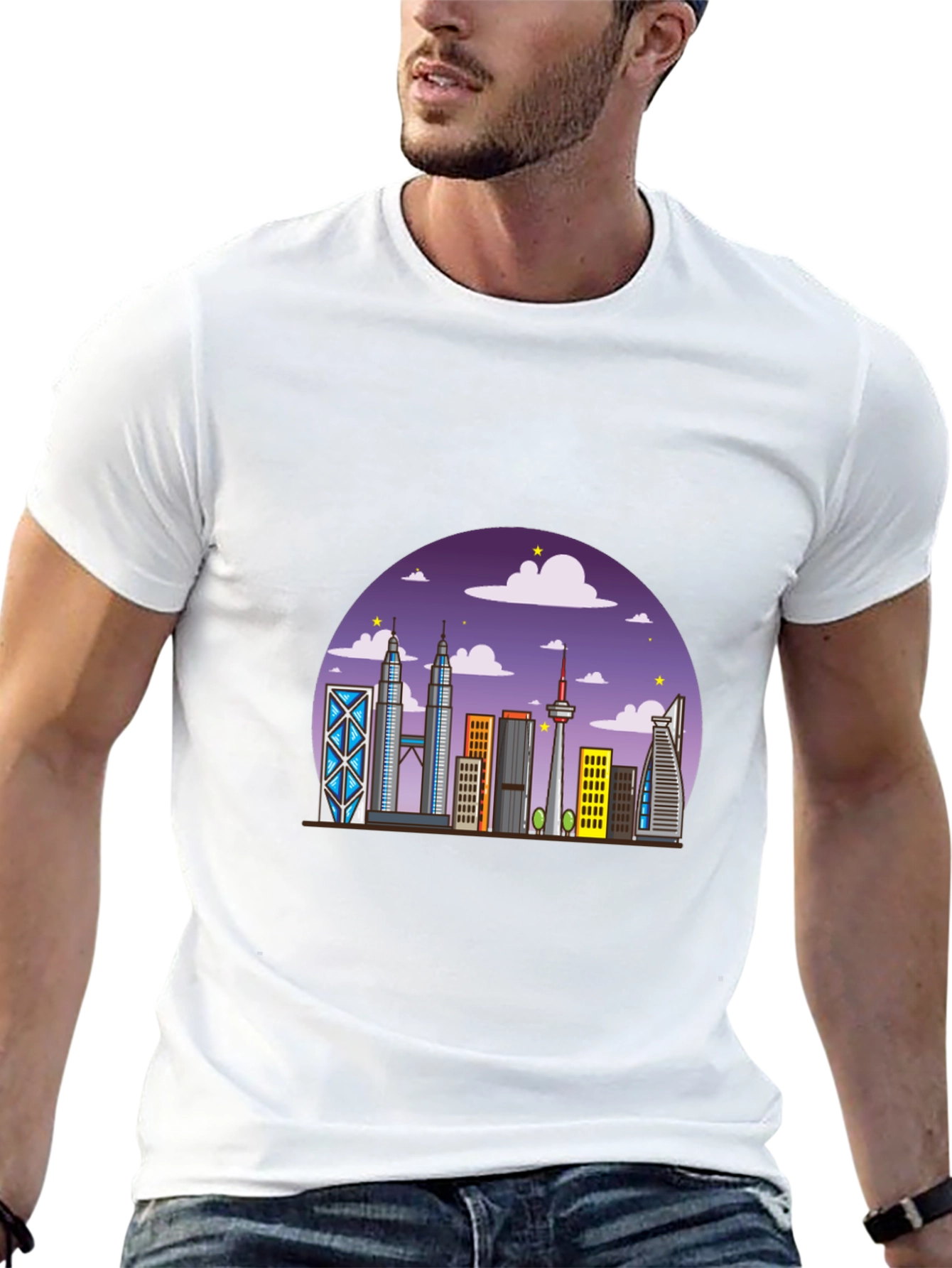 Kuala Lumpur Skyline Graphic Tee - Black Cotton Shirt