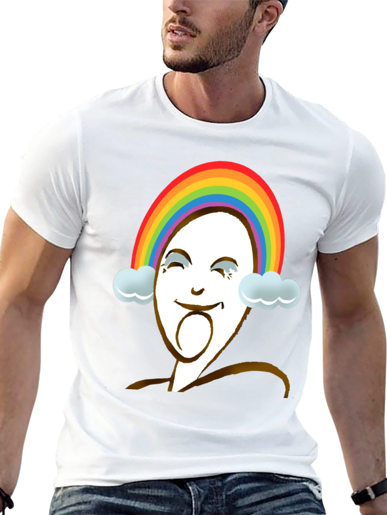Rainbow Face Graphic Tee - Unique Design