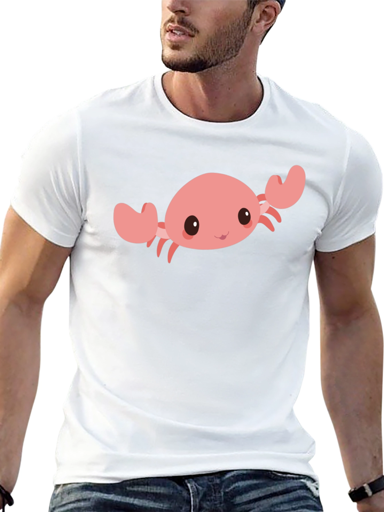 Cute Crab Graphic Tee - Black Cotton Comfort