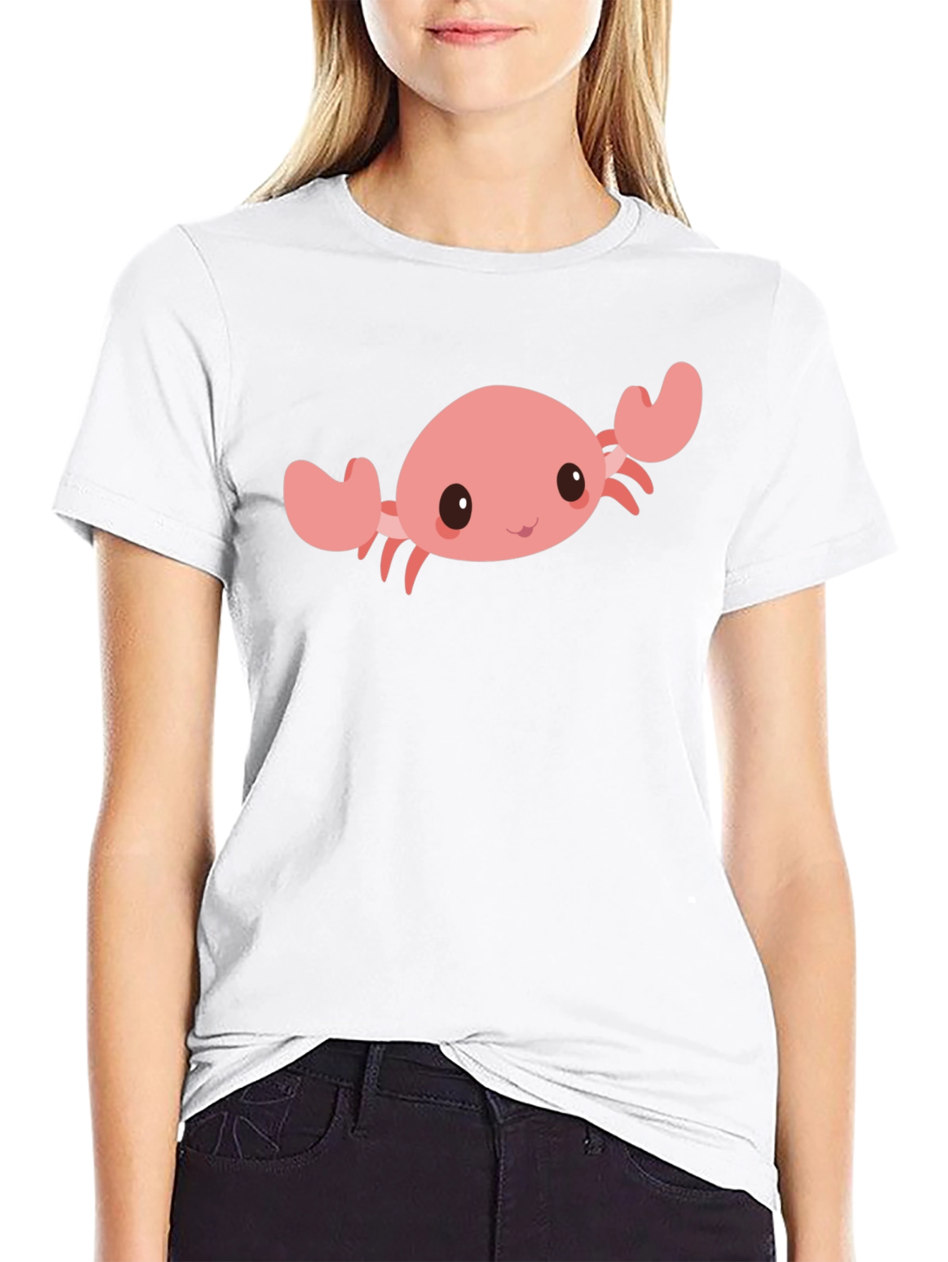 Cute Crab Graphic Tee - Black Cotton Comfort