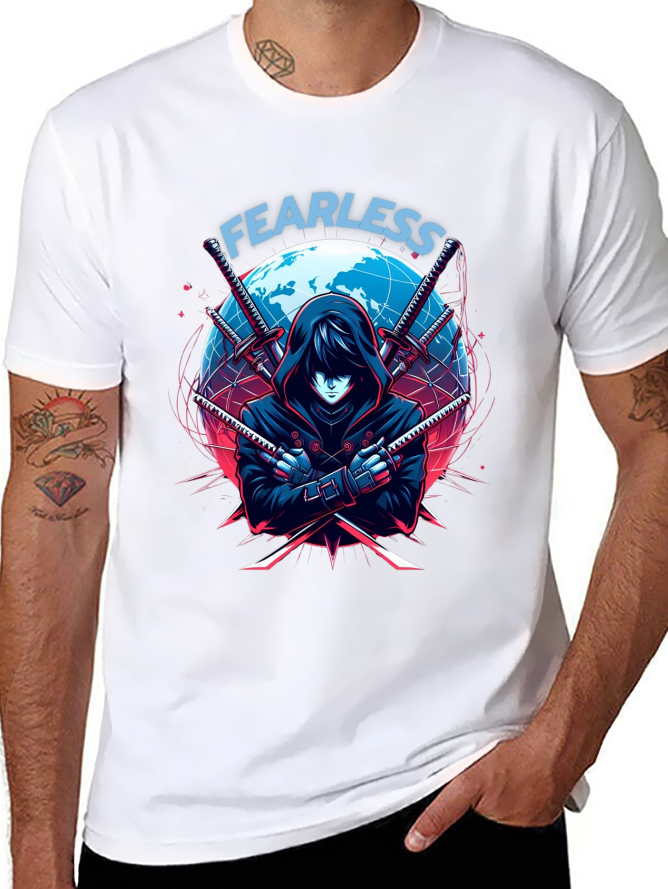 Fearless Anime Ninja Graphic T-Shirt