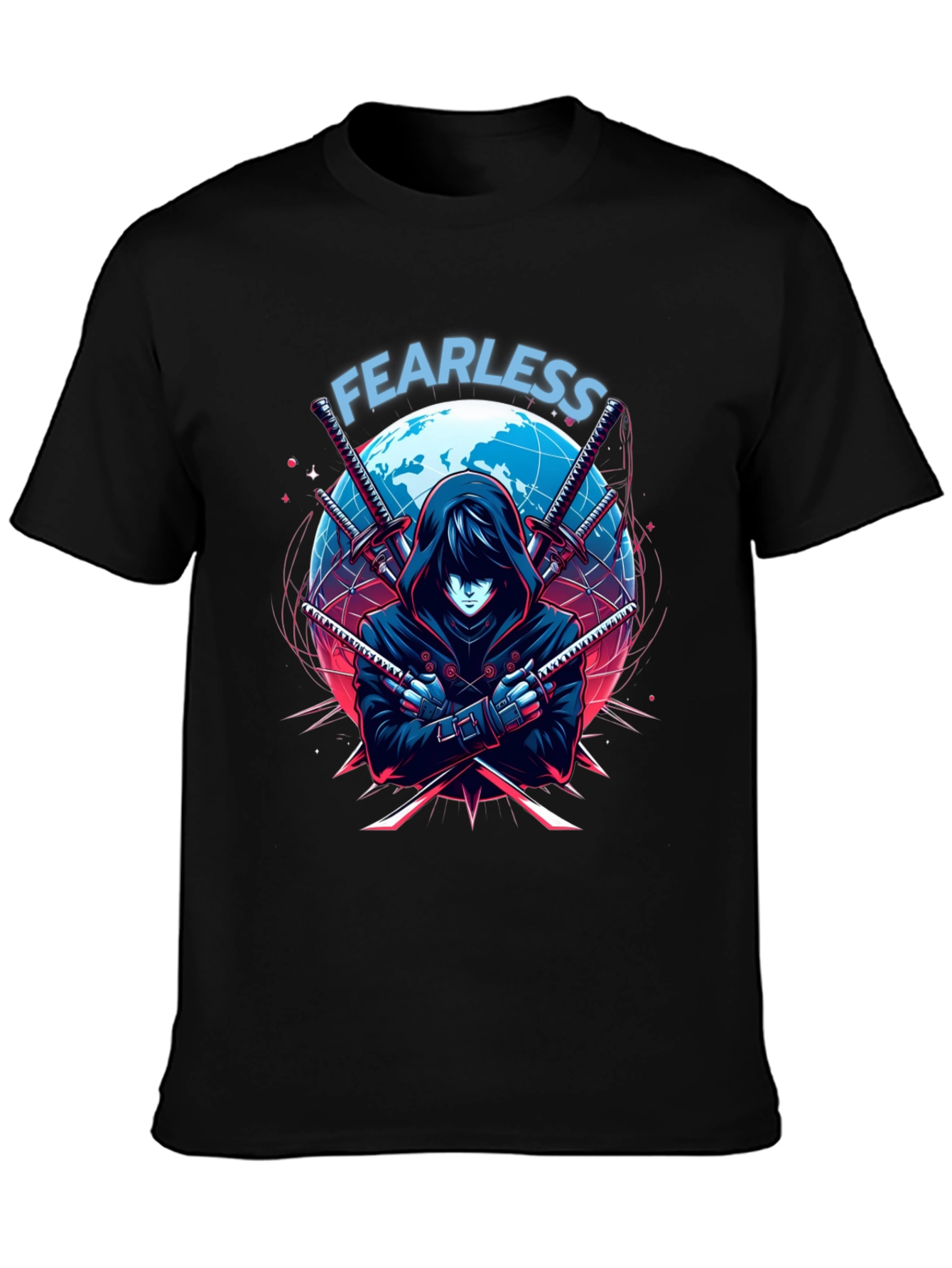 Fearless Anime Ninja Graphic T-Shirt