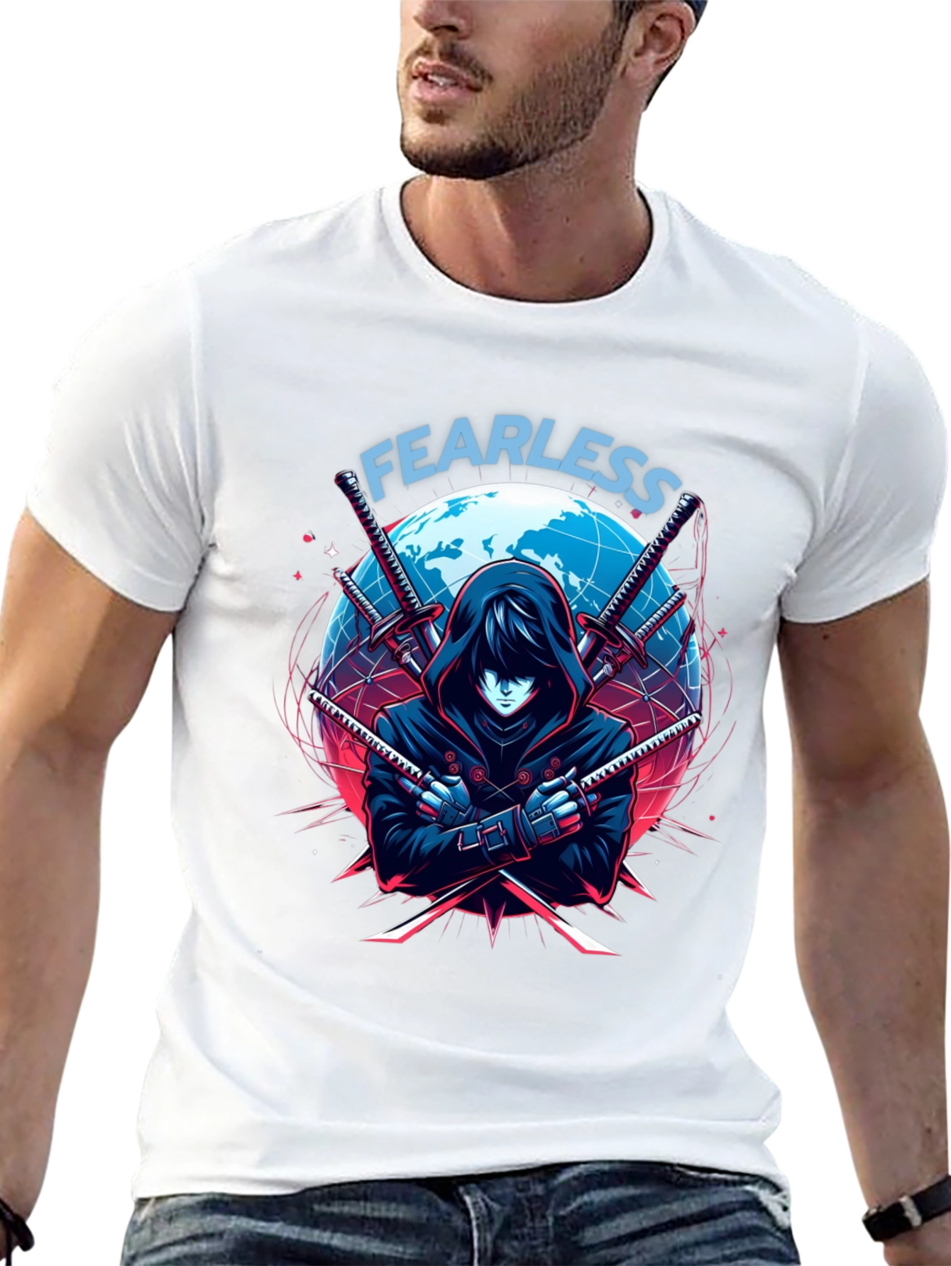 Fearless Anime Ninja Graphic T-Shirt
