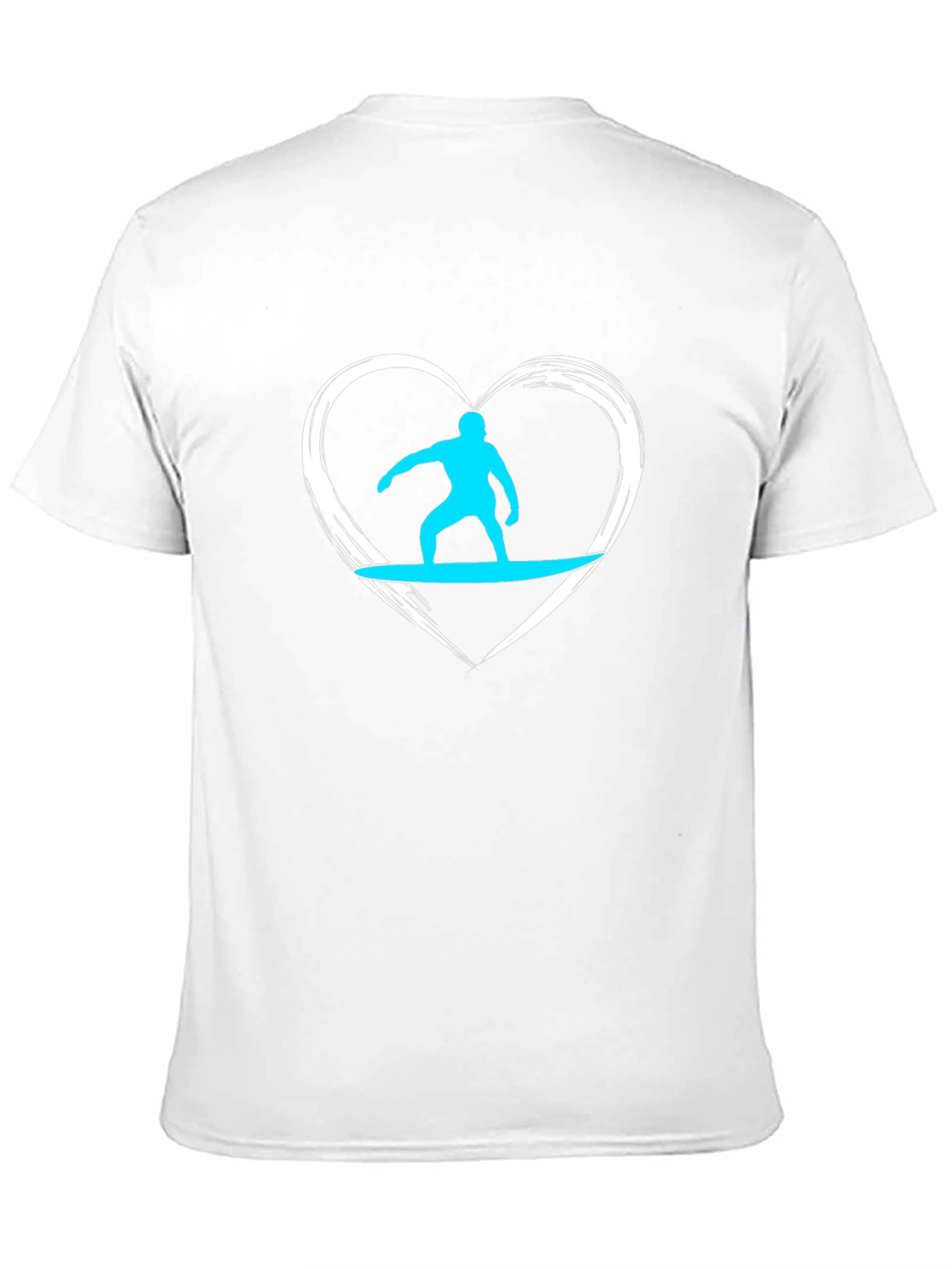 Surfer Heart Graphic Tee - Black Cotton Casual T-Shirt