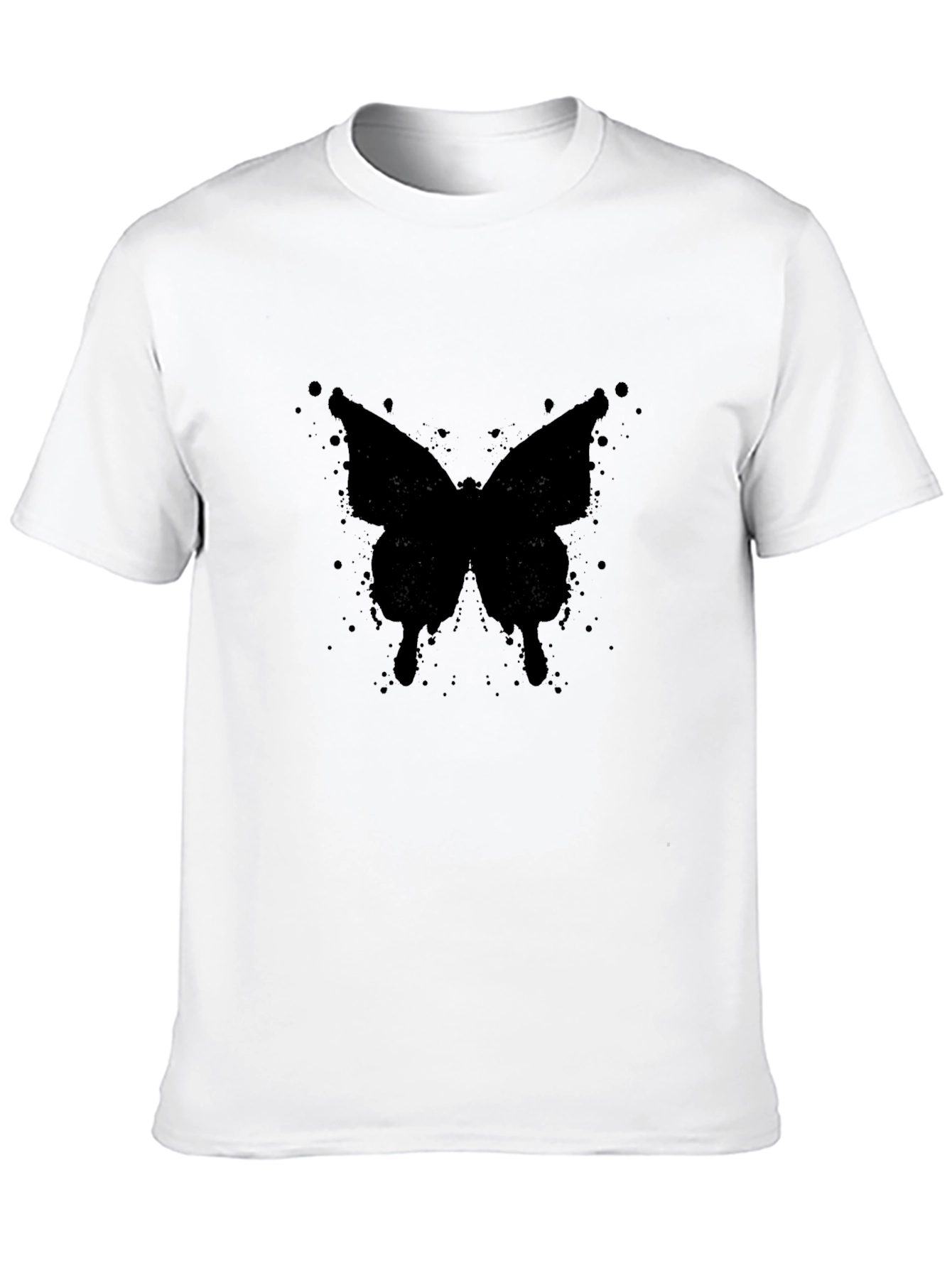 Black Butterfly Splatter Graphic T-Shirt