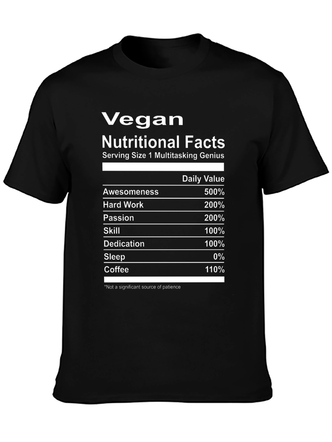 Vegan Nutritional Facts T-Shirt