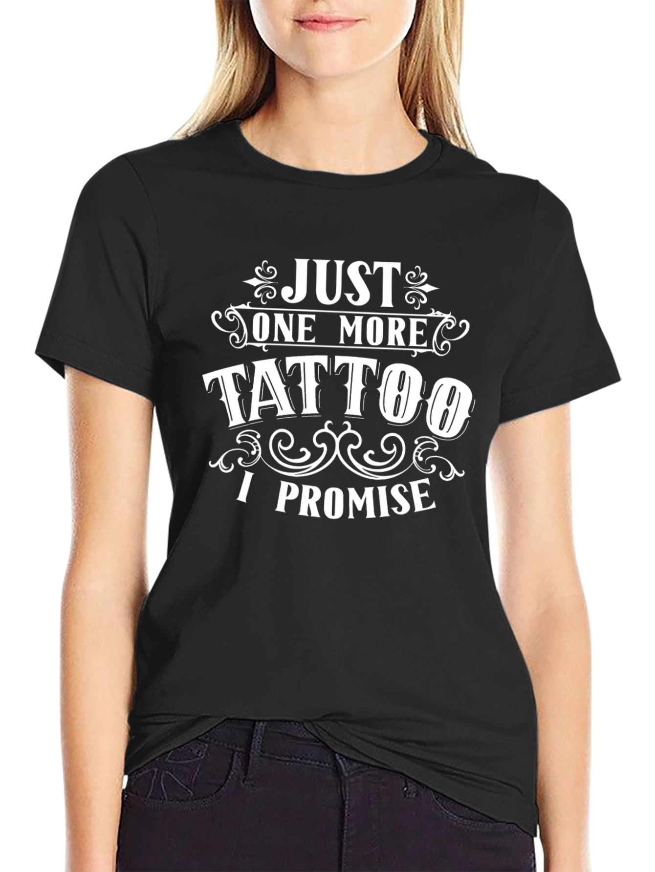 Just One More Tattoo Black Graphic T-Shirt