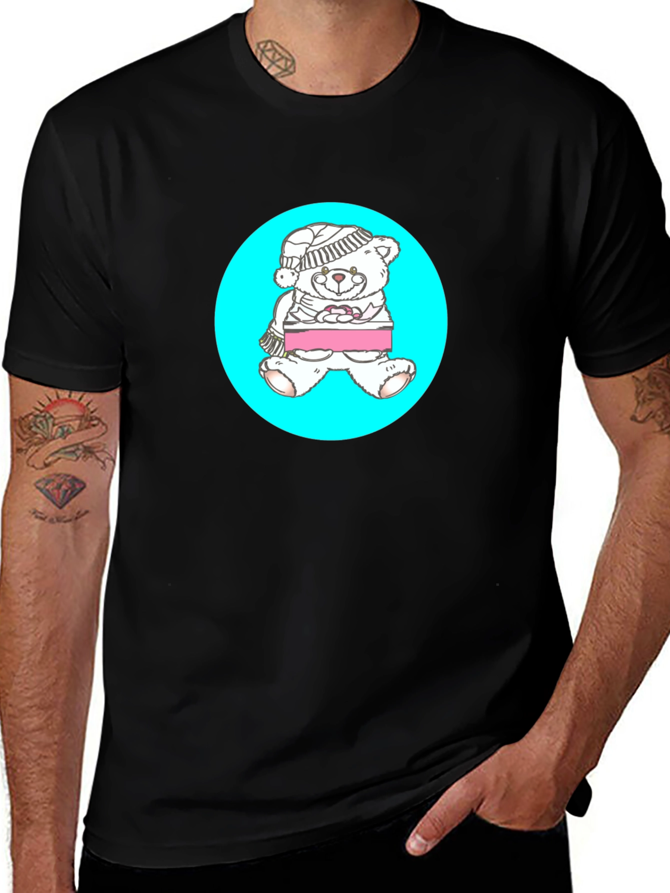 Teddy Bear Graphic Tee - Black Casual Shirt
