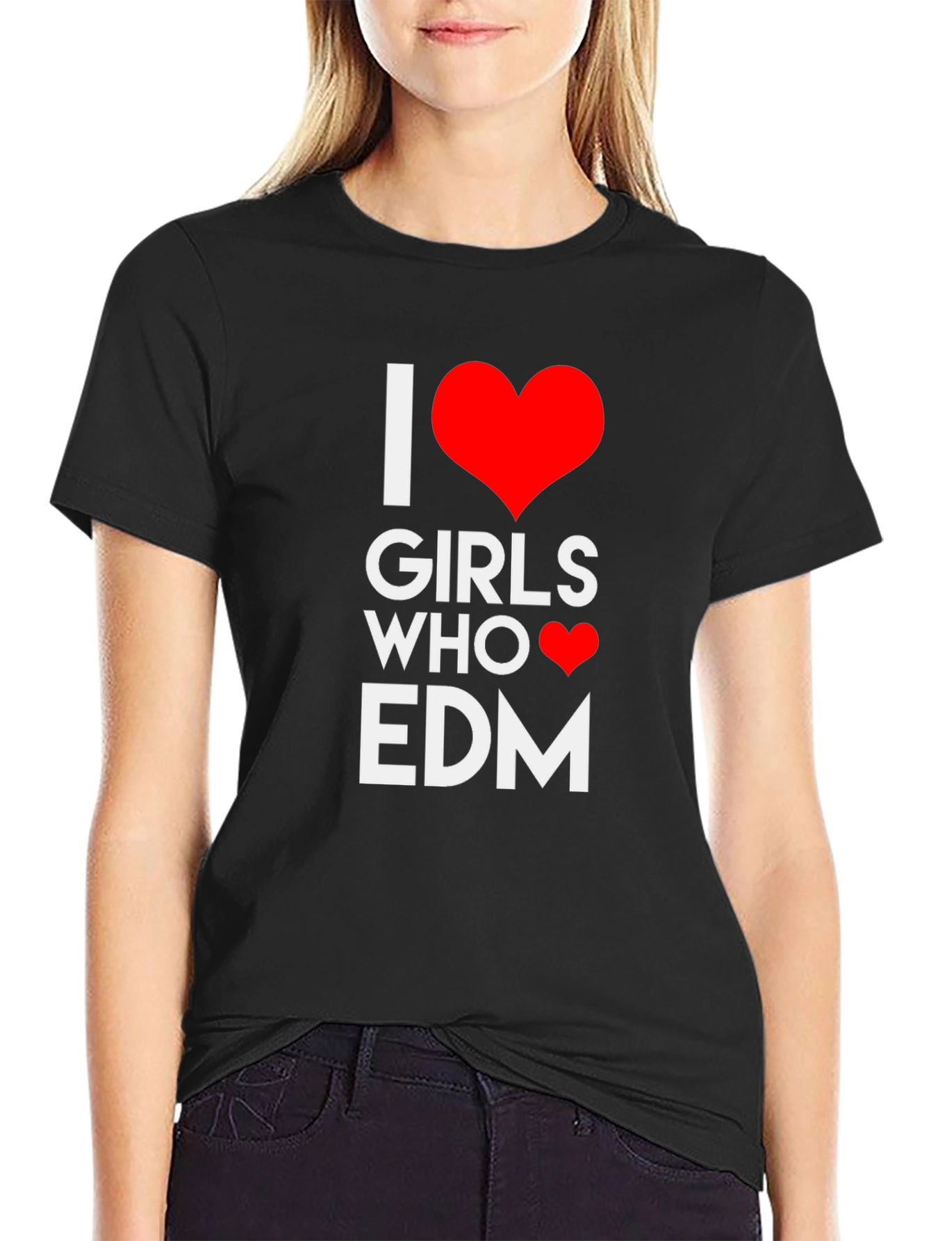 I Heart Girls Who Love EDM Black T-Shirt