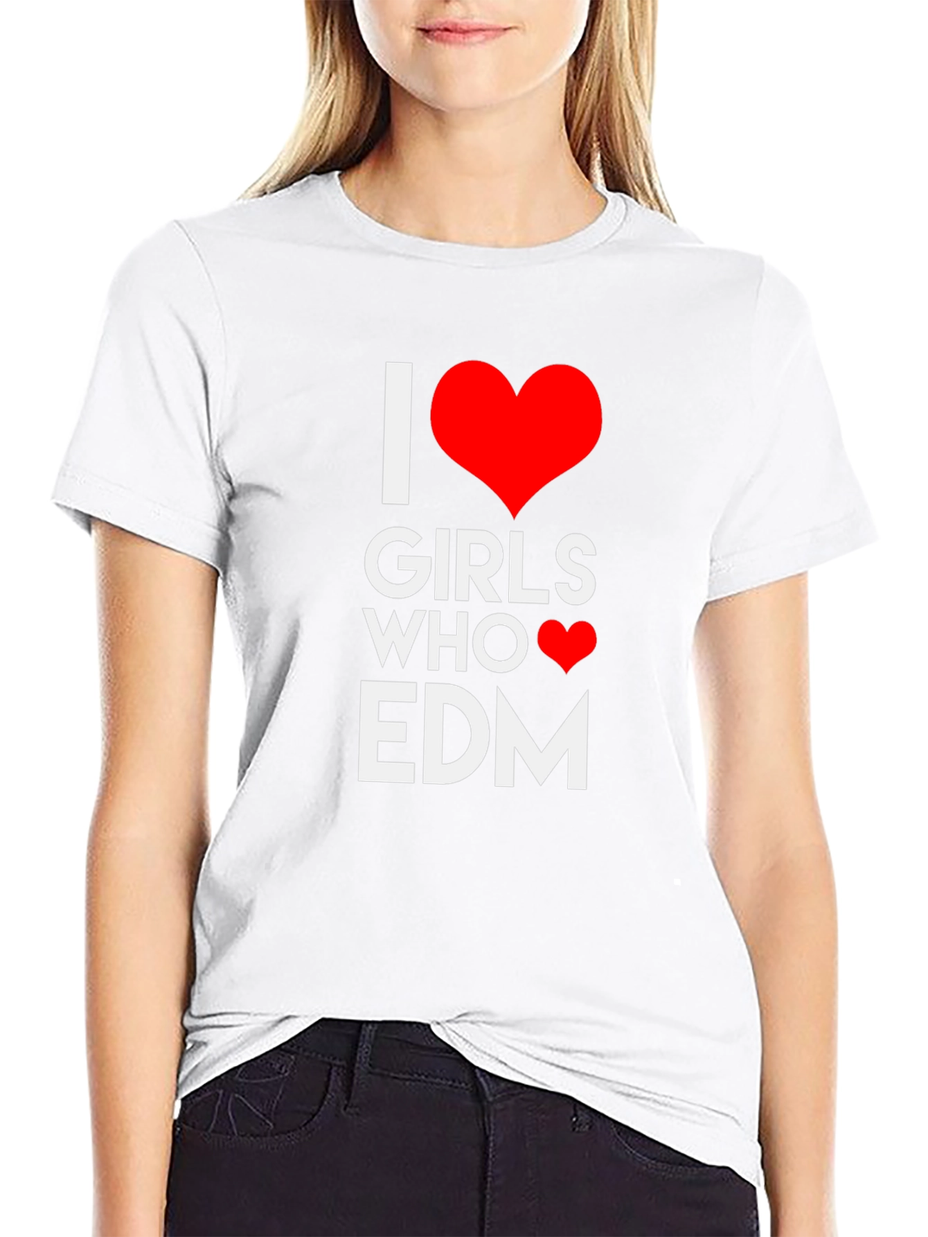 I Heart Girls Who Love EDM Black T-Shirt