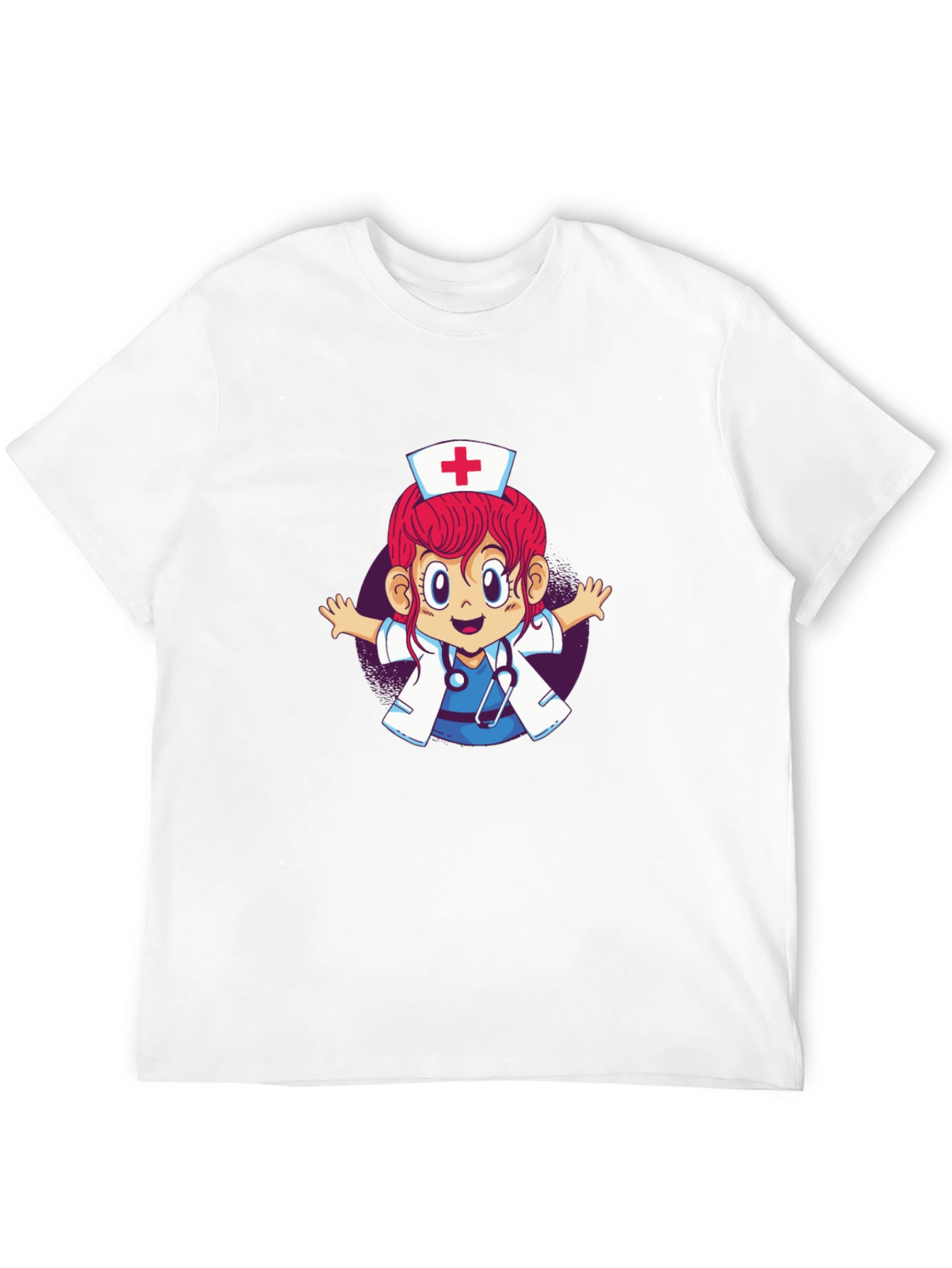 Cartoon Nurse Graphic T-Shirt - Black