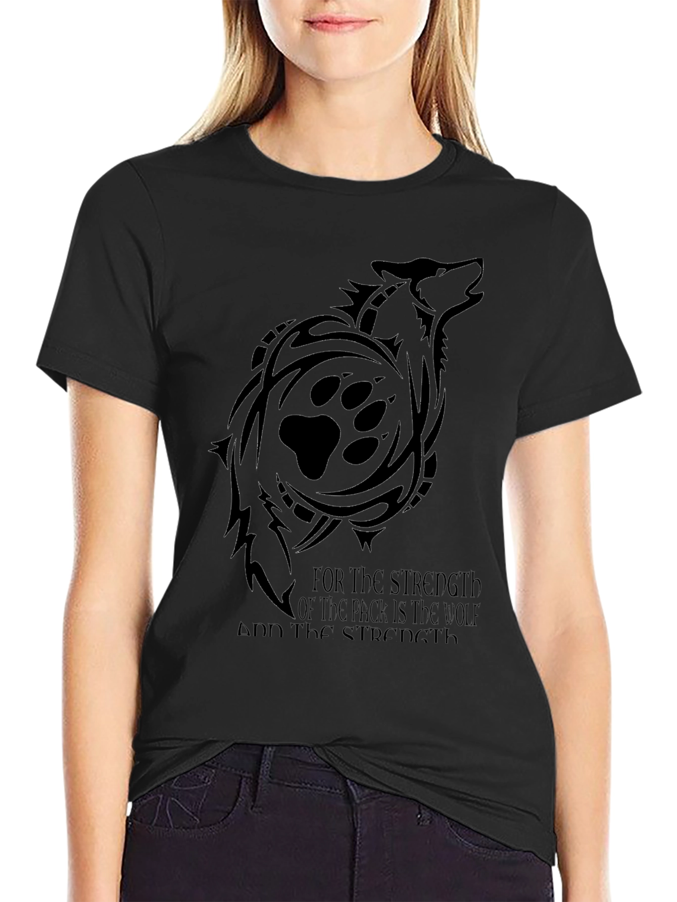 Wolf Pack Strength Graphic Tee - Black