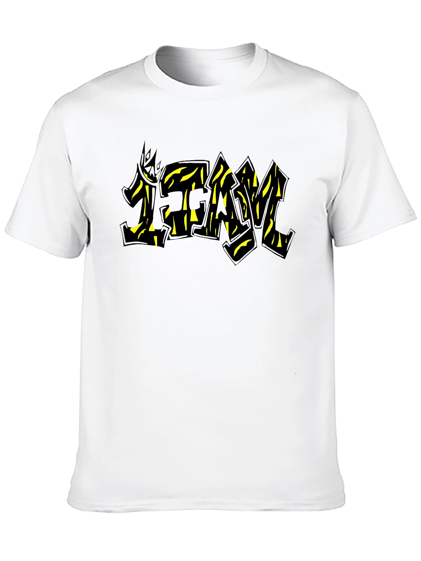 Black Graphic Tee - TEAM Yellow Graffiti Style Print
