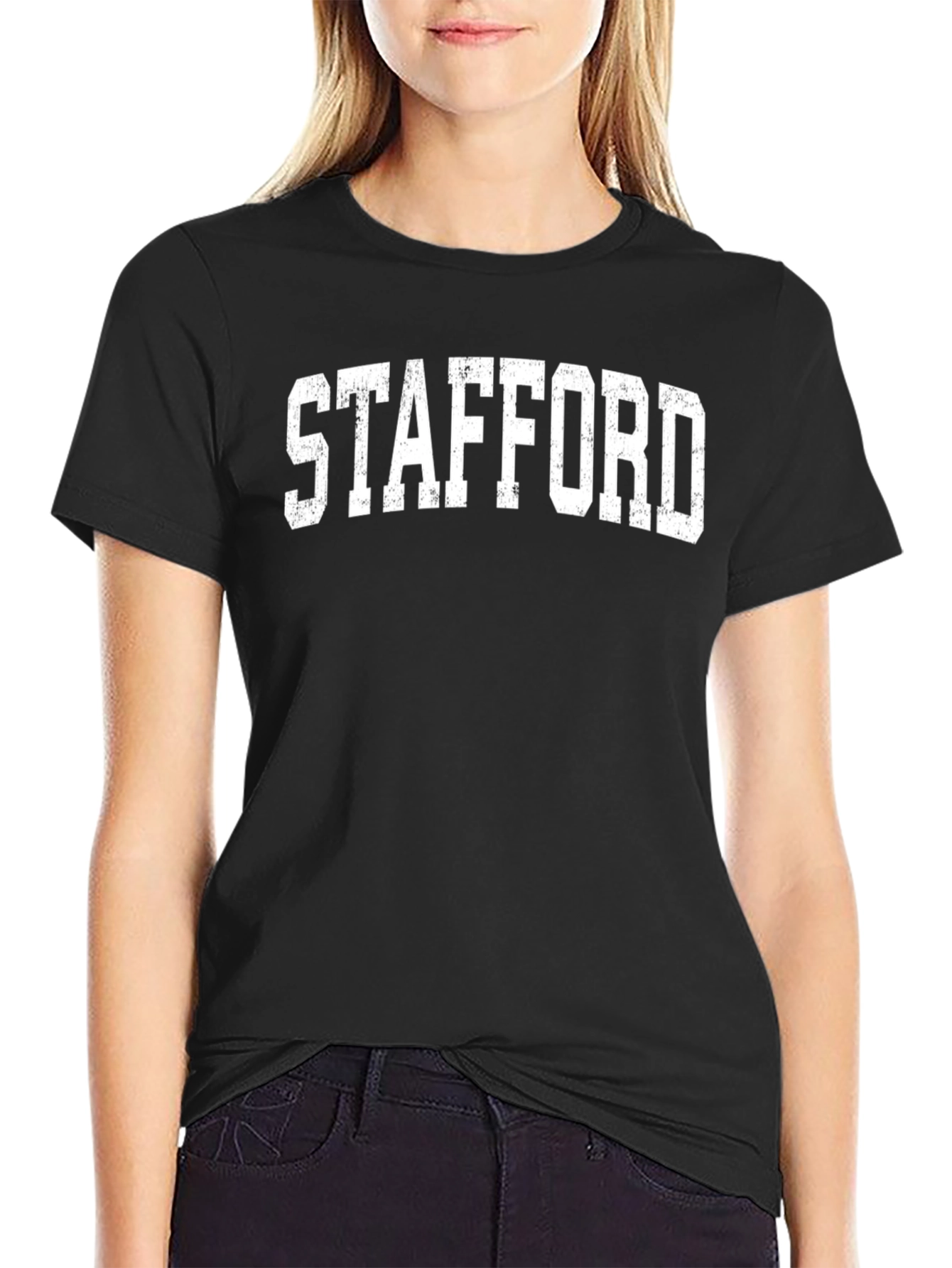 Stafford Distressed Print Black T-Shirt