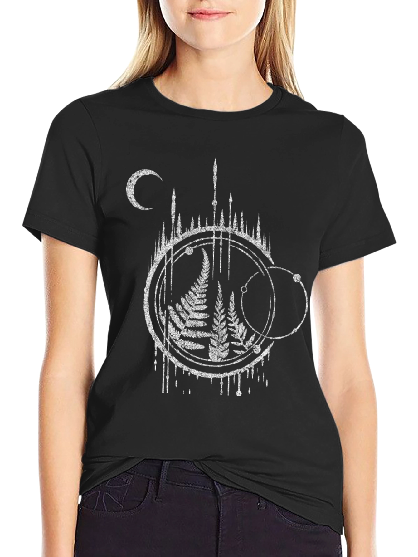Occult Fern Graphic T-Shirt - Black Cotton Tee