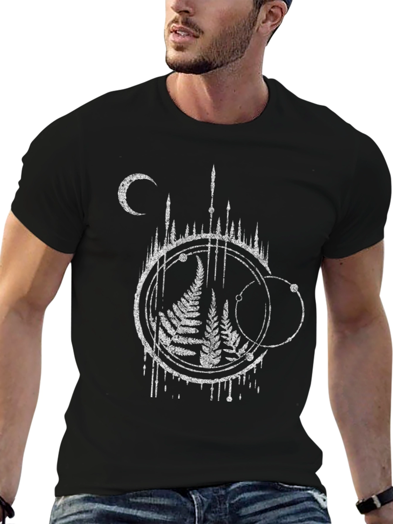 Occult Fern Graphic T-Shirt - Black Cotton Tee