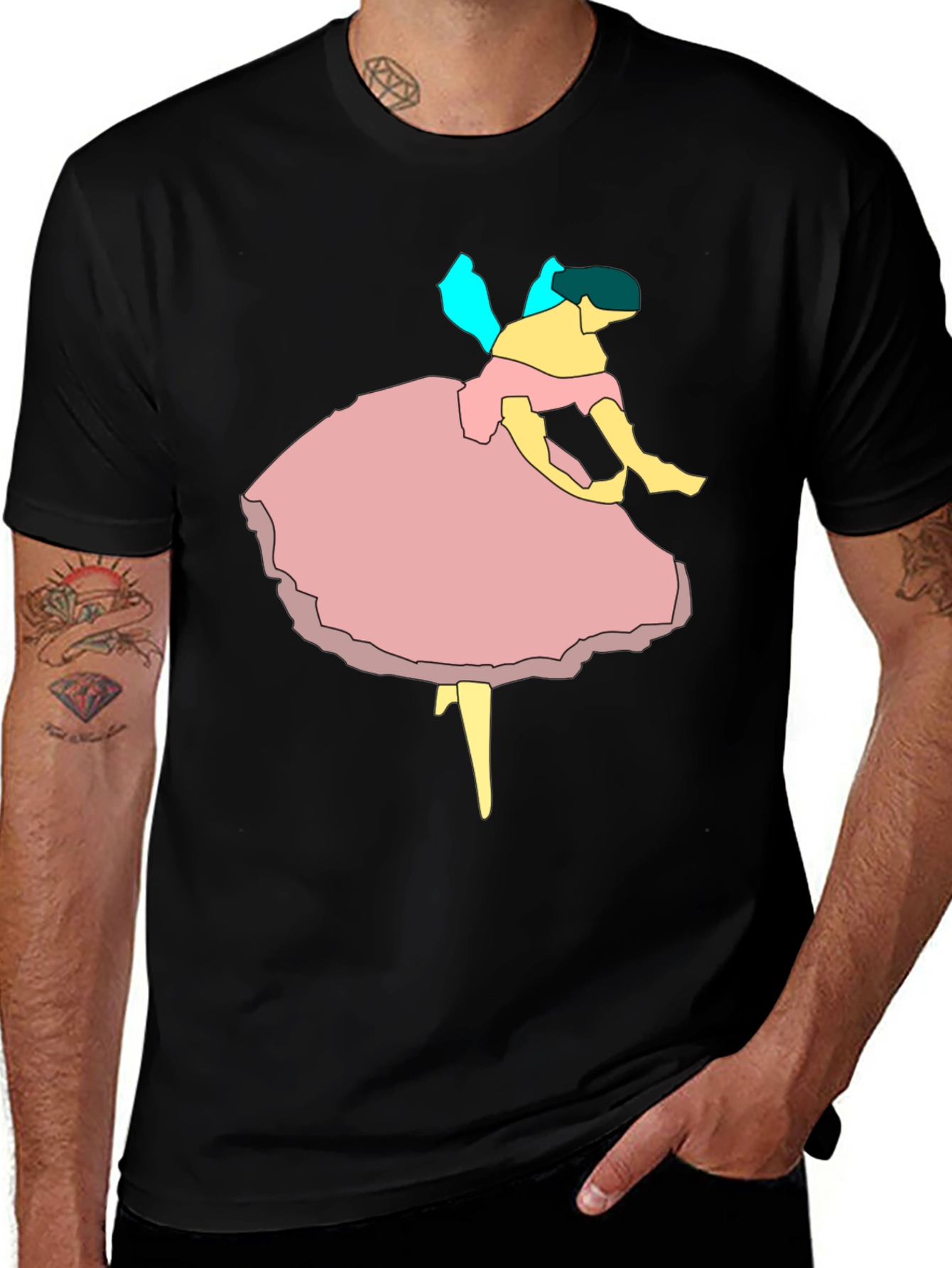 Ballerina Graphic Tee - Black Cotton Casual T-Shirt
